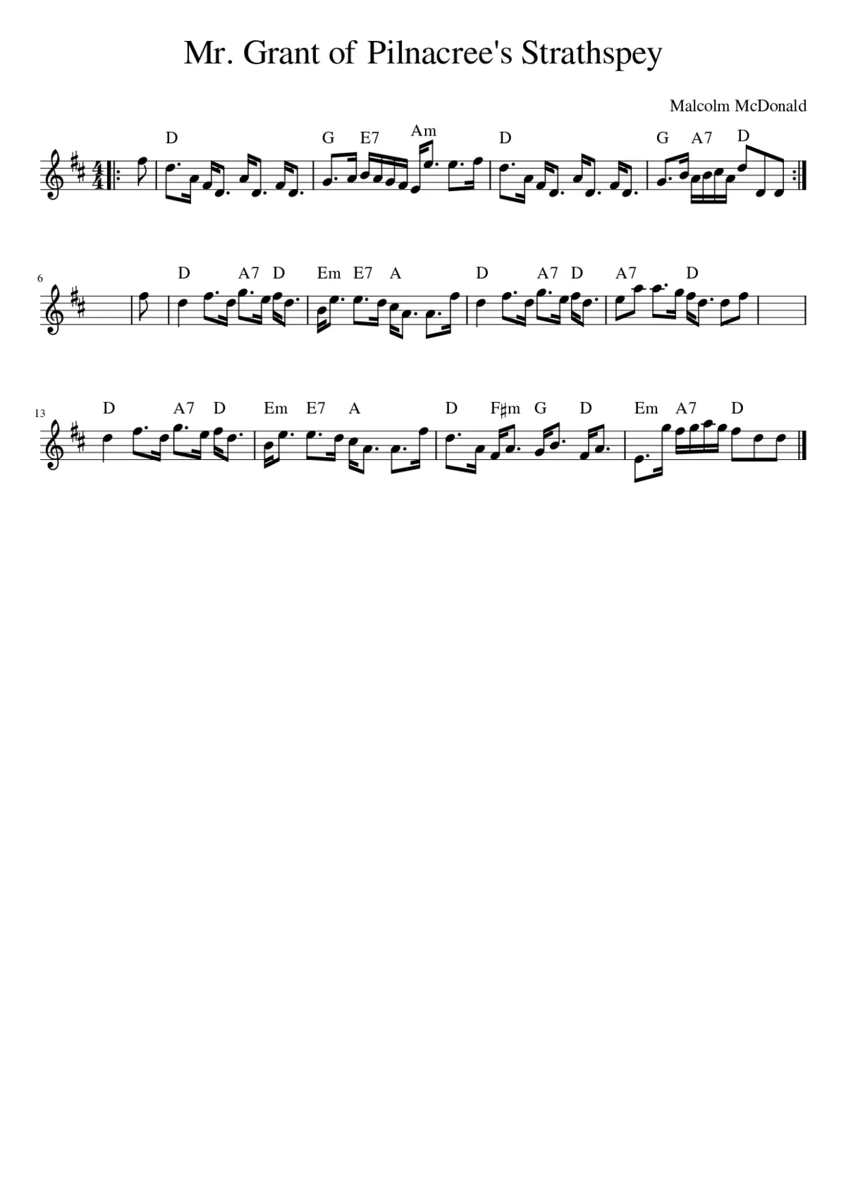 Mr. Grant of Pilnacree's Strathspey - Page 1