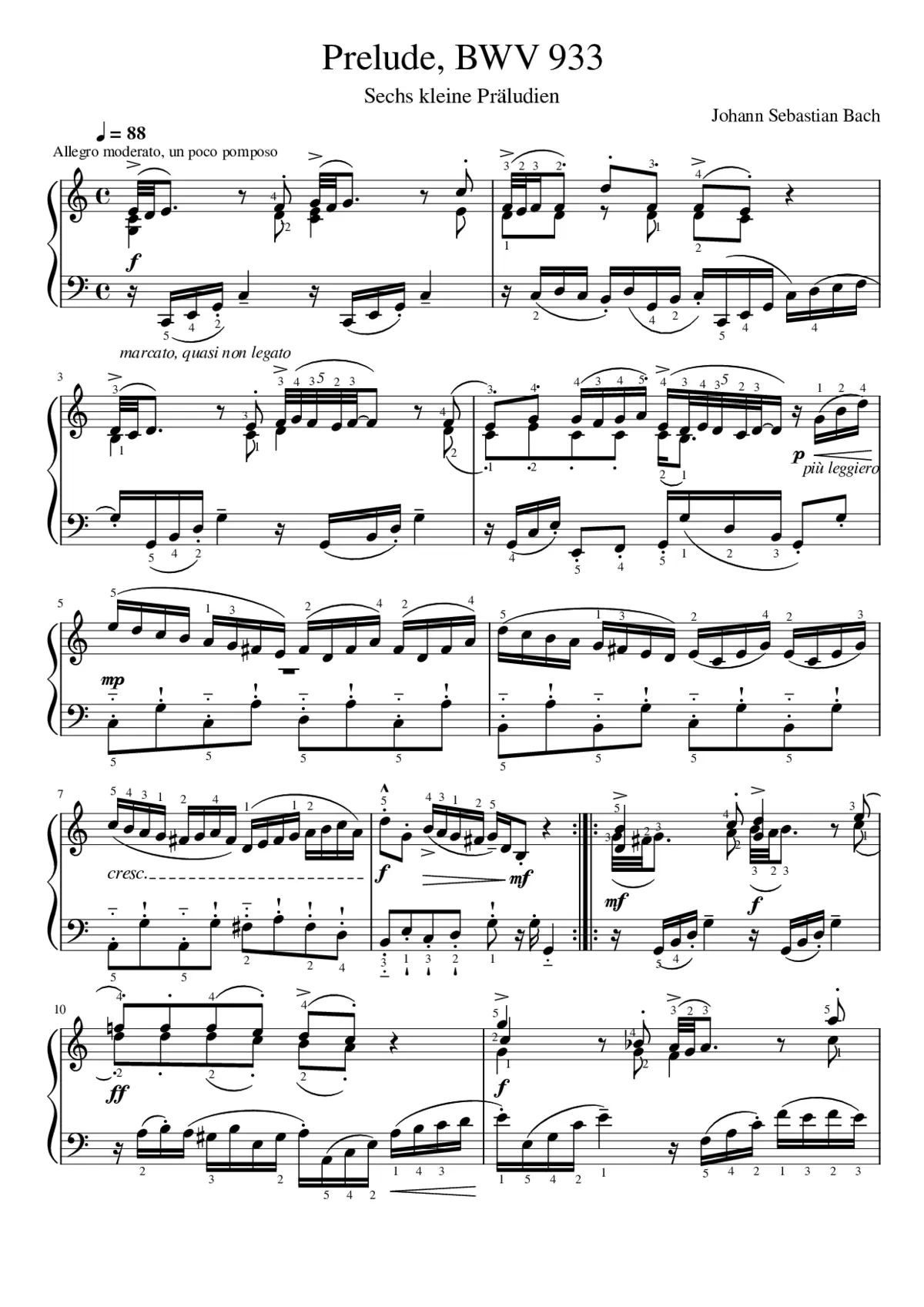 Sechs kleine Präludien BWV 933-938 - Page 1