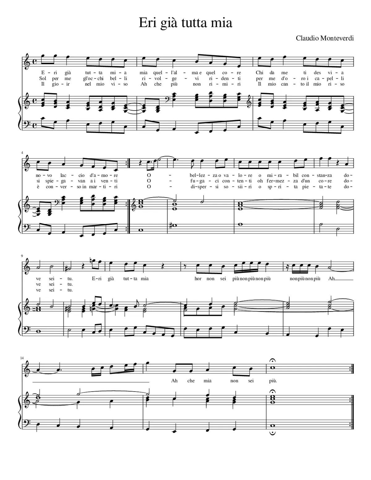 Eri gia tutta mia - Monteverdi - Page 1