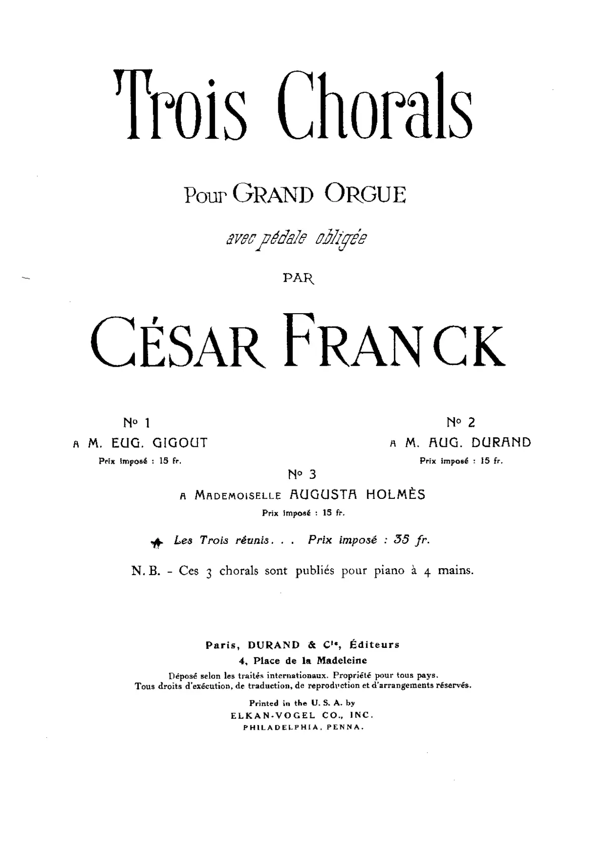 Trois chorals pour orgue - Page 1