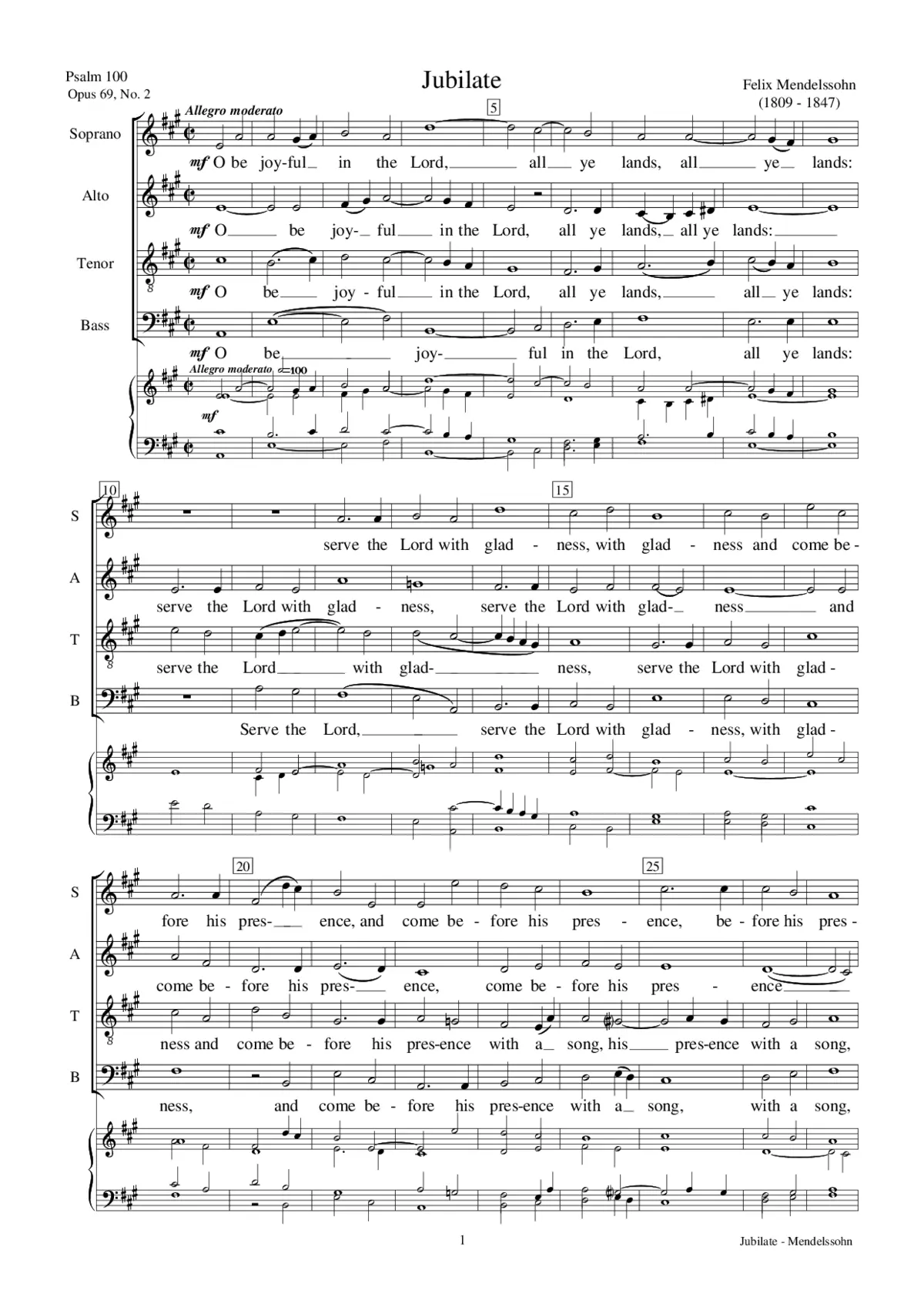 Jubilate Deo, Op. 69, No. 2 - Page 1