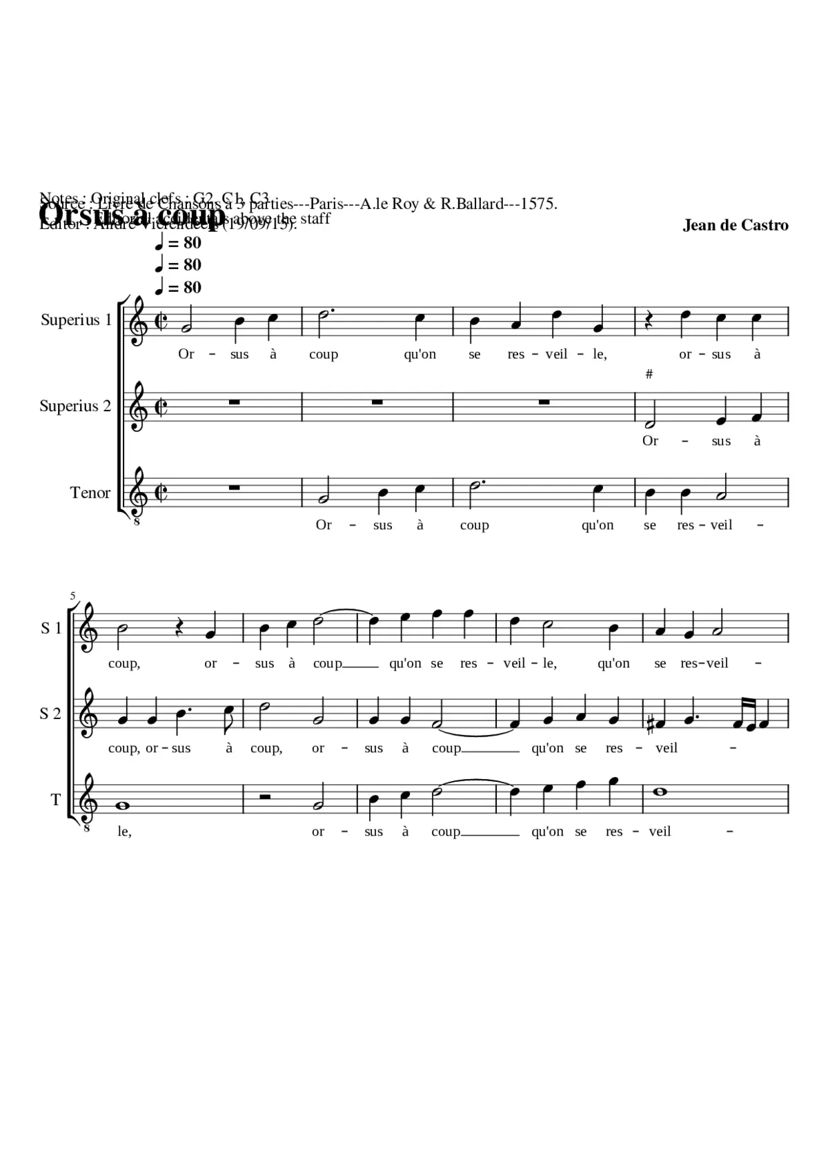 Orsus à coup qu'on se resveille - Page 1