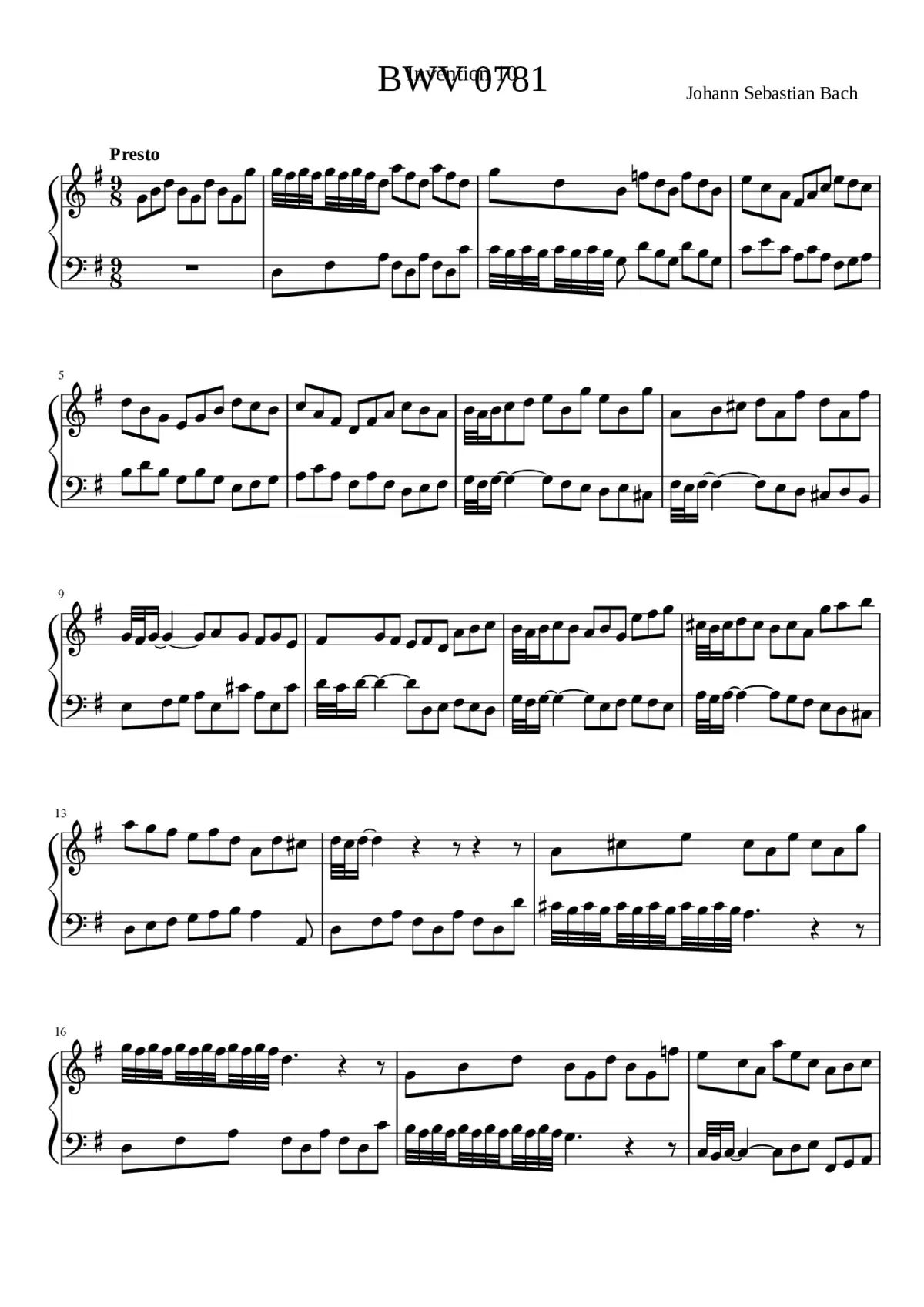 Invention in G major BWV 781 - Page 1