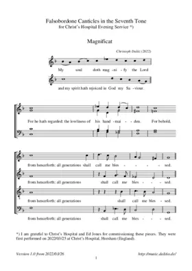 Falsobordone Canticles (Magnificat & Nunc dimittis) in the 7th Tone