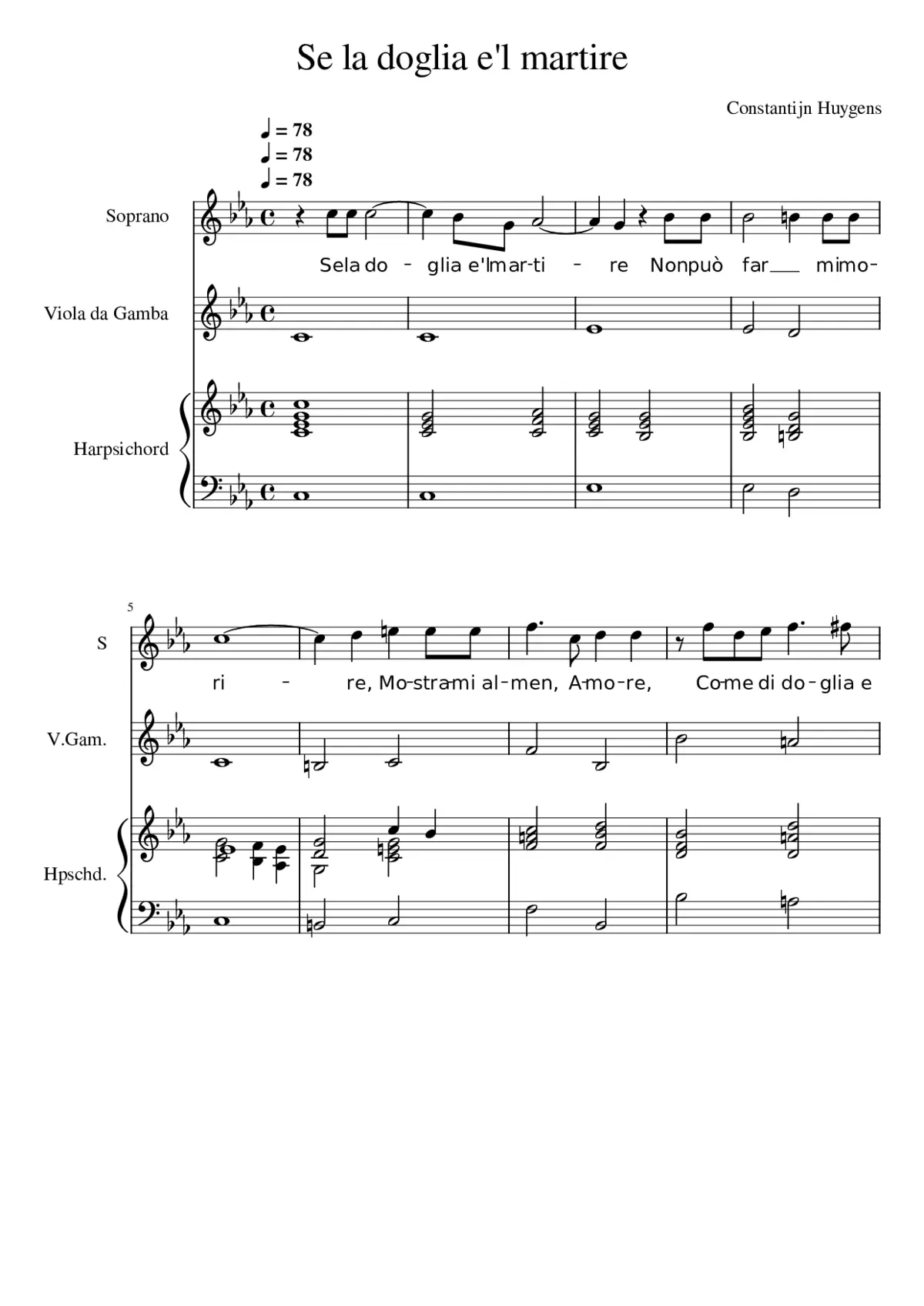 Se la doglia e'l martire - Page 1