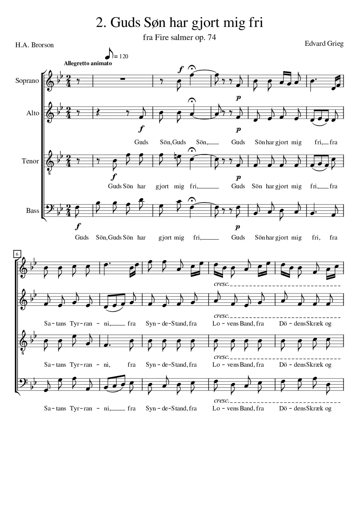 2. Guds Søn har gjort mig fri - fra Fire salmer (op. 74) Edvard Grieg - Page 1