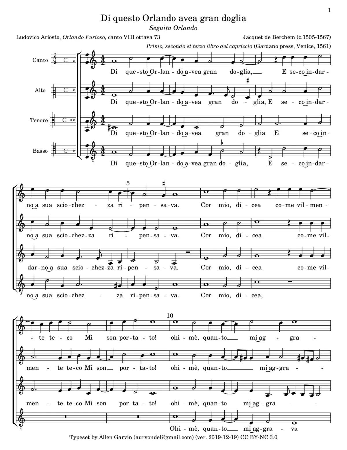 Di questo Orlando avea gran doglia - Page 1