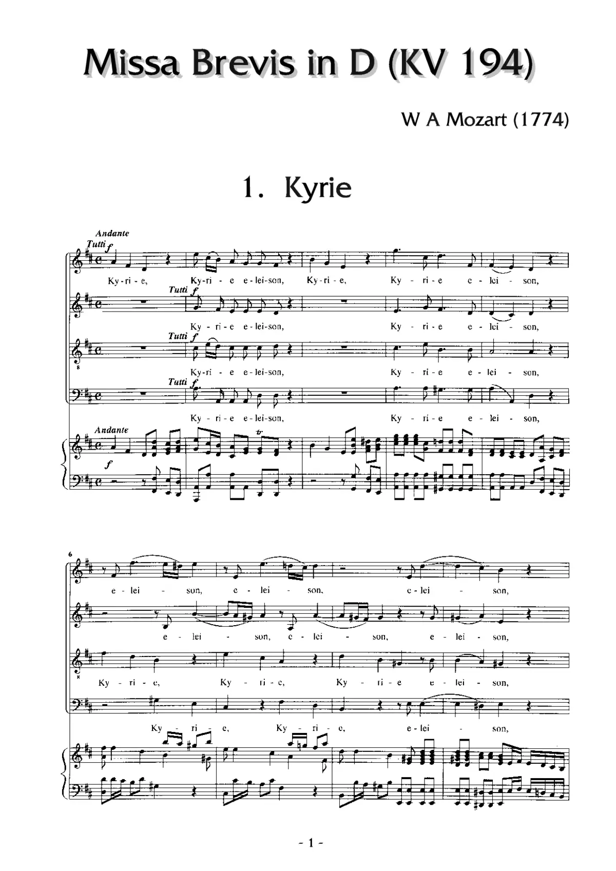 Missa brevis in D major, KV 194 - Page 1