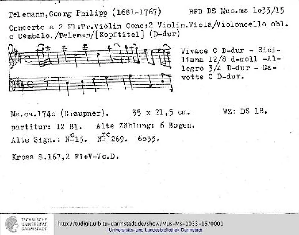 Concerto for 2 Flutes, Violin and Cello - Page 1