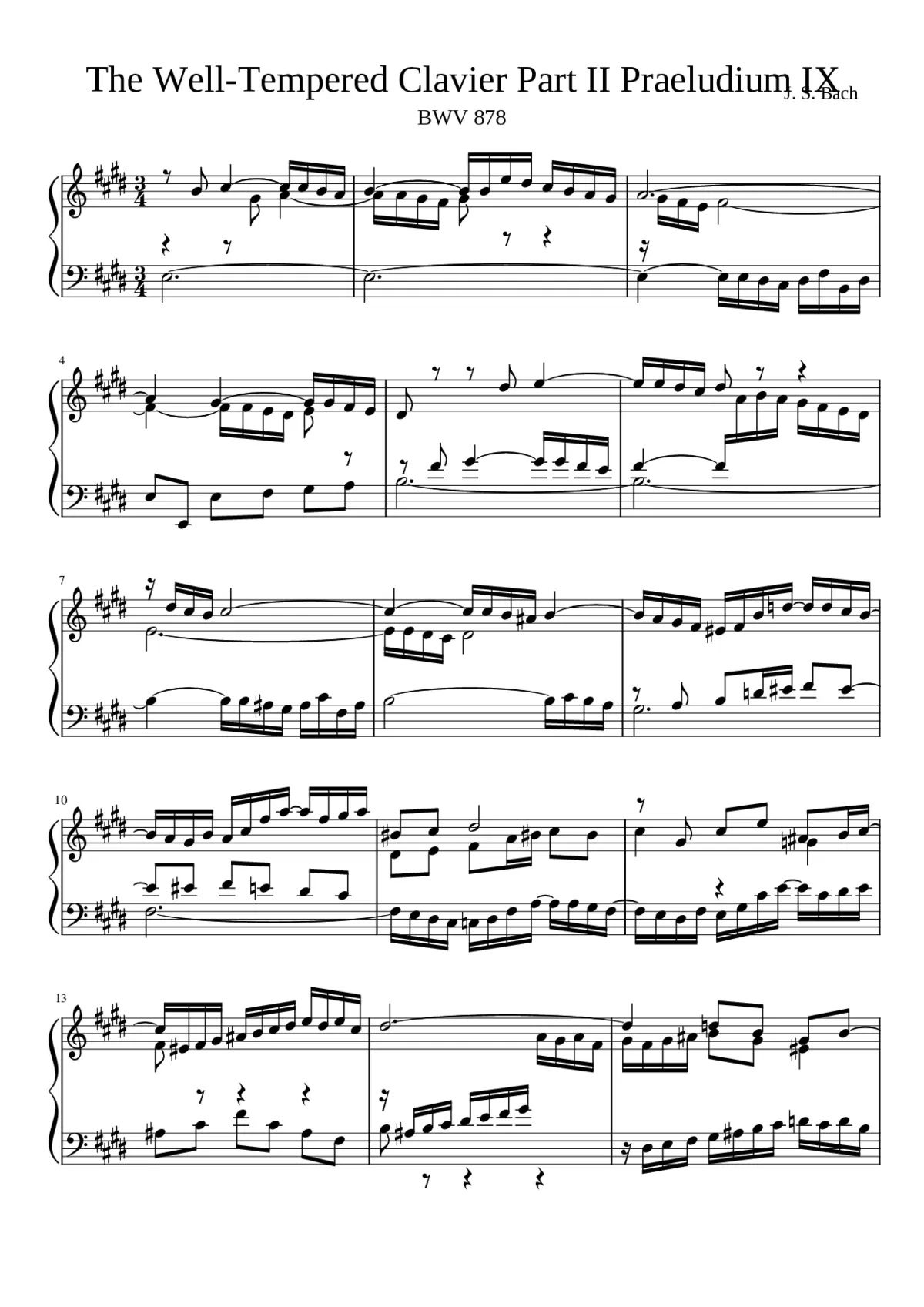 Prelude and Fugue in E major BWV 878 - Page 1