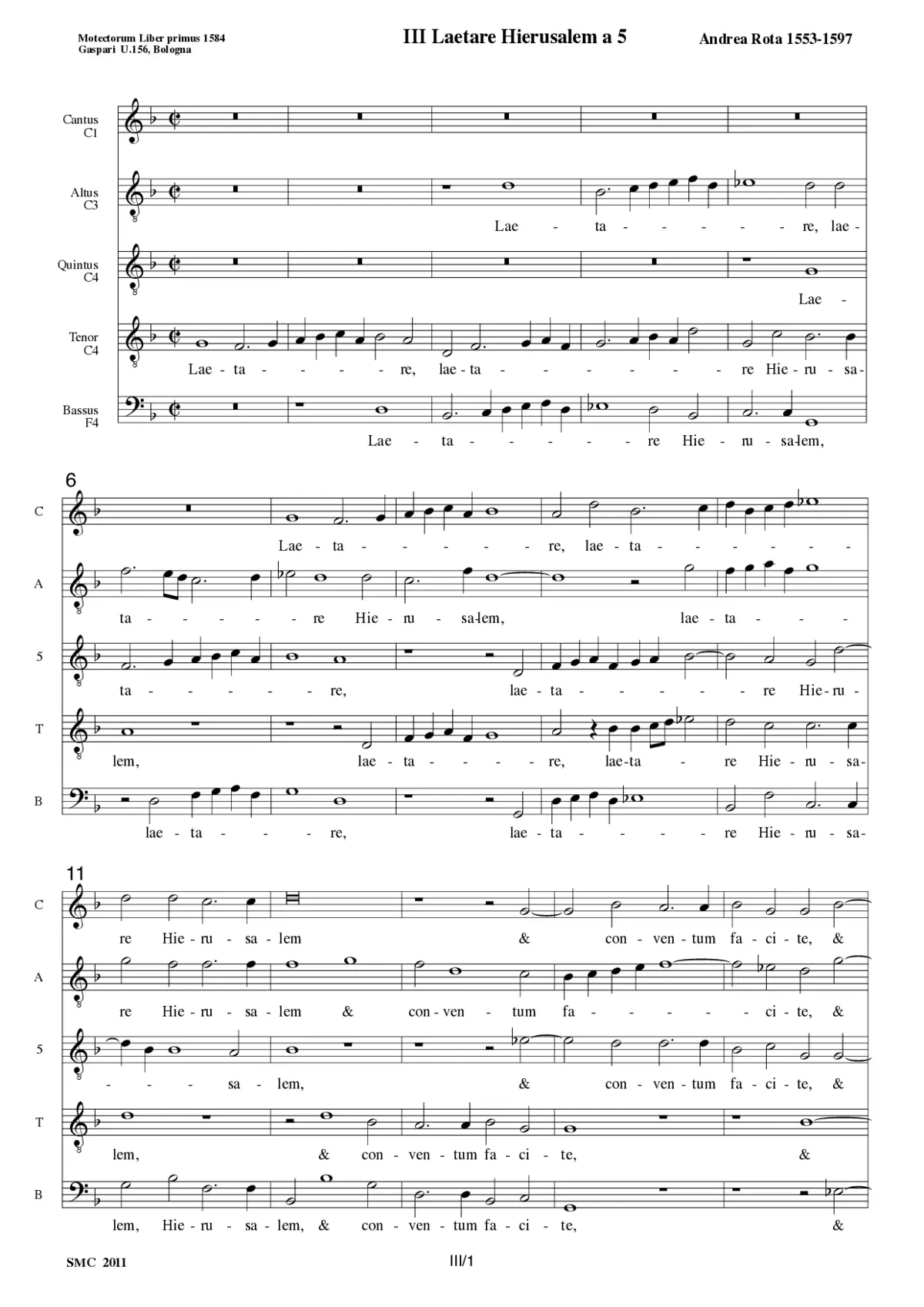 Laetare Hierusalem a 5 - Page 1