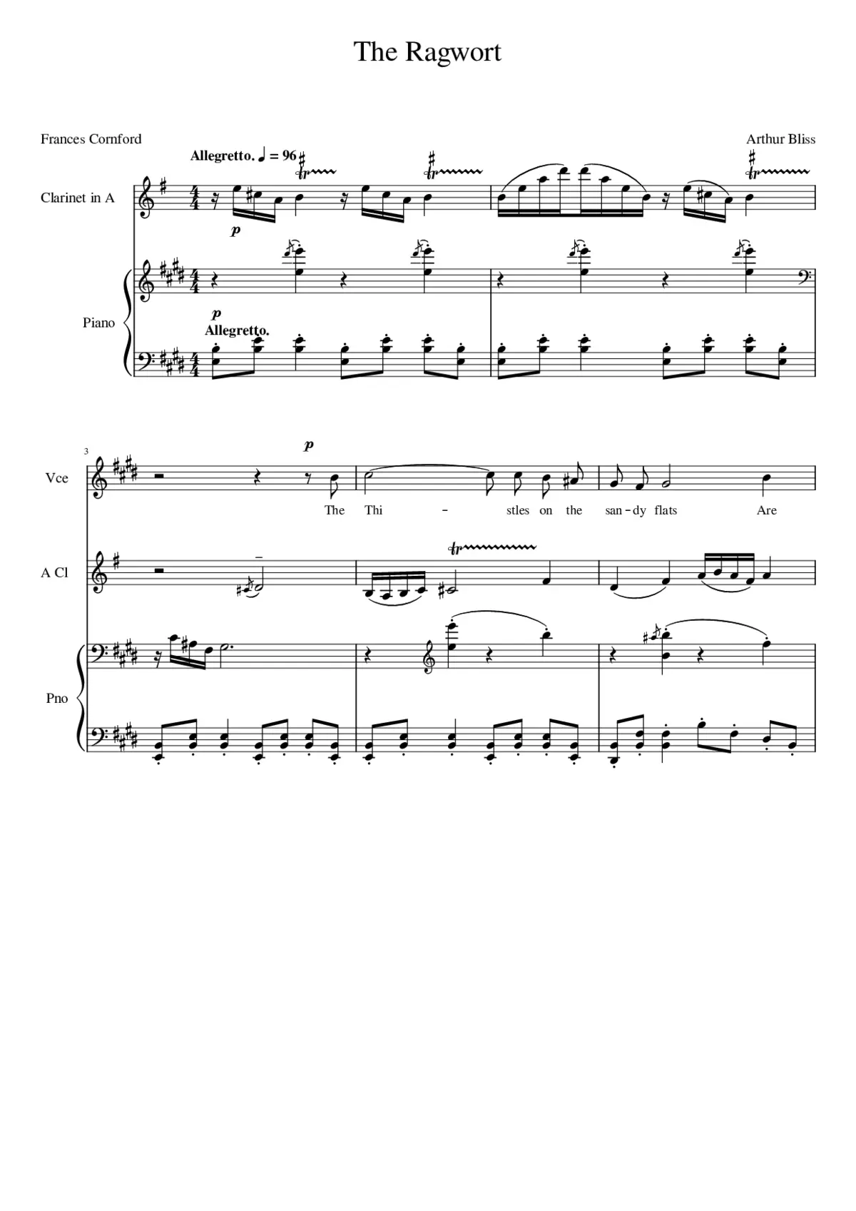 The Ragwort Arthur Bliss - Page 1