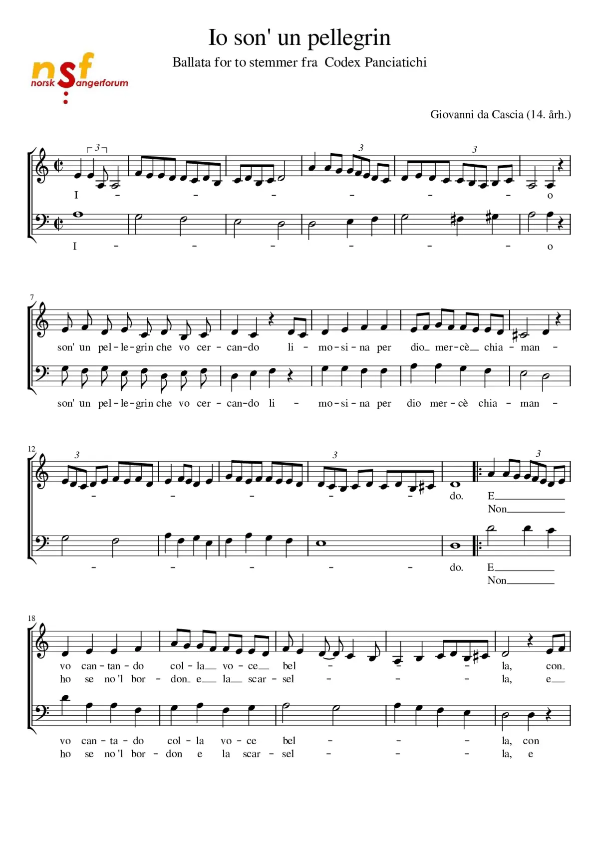 Io son' un pellegrin - Page 1