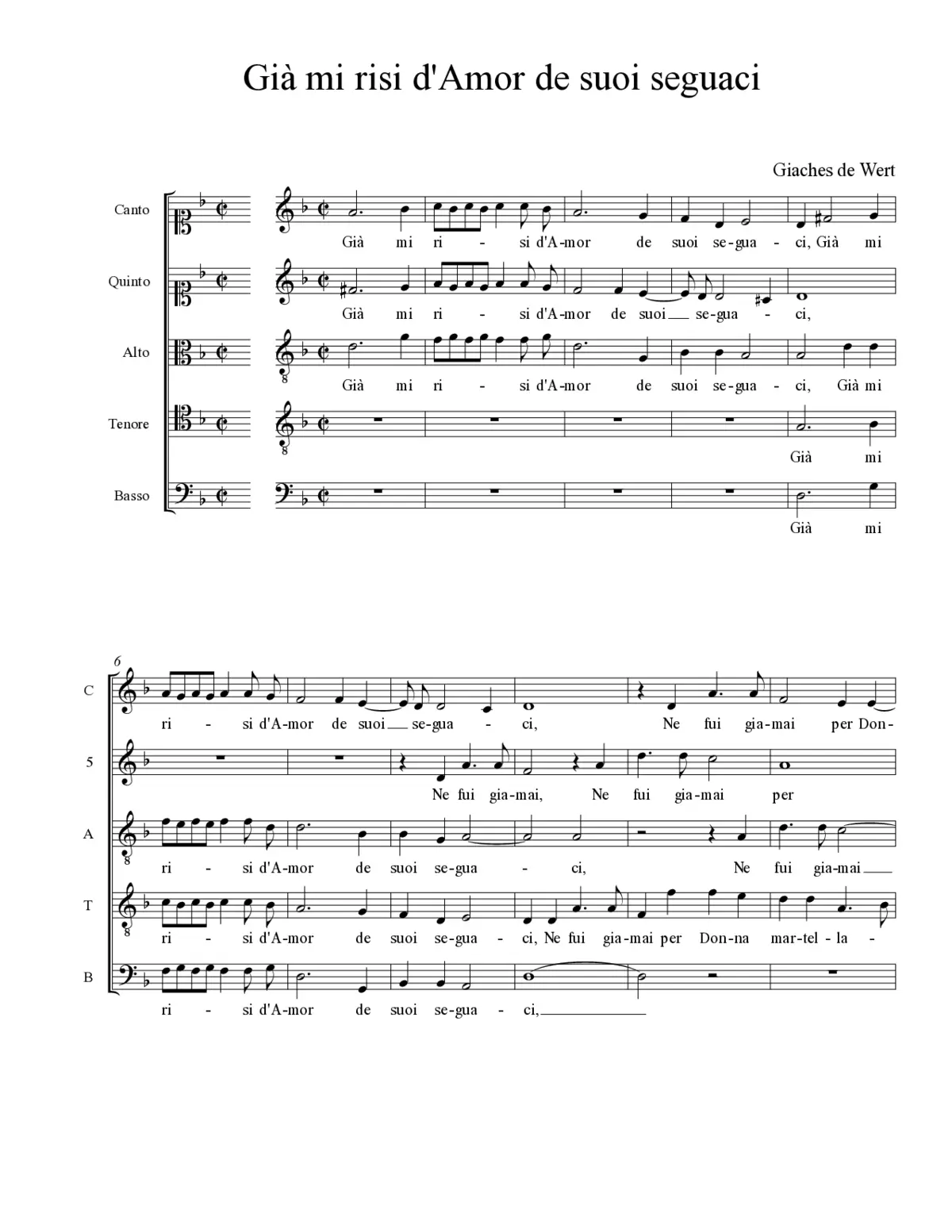 Già mi risi d'Amor de suoi seguaci - Page 1