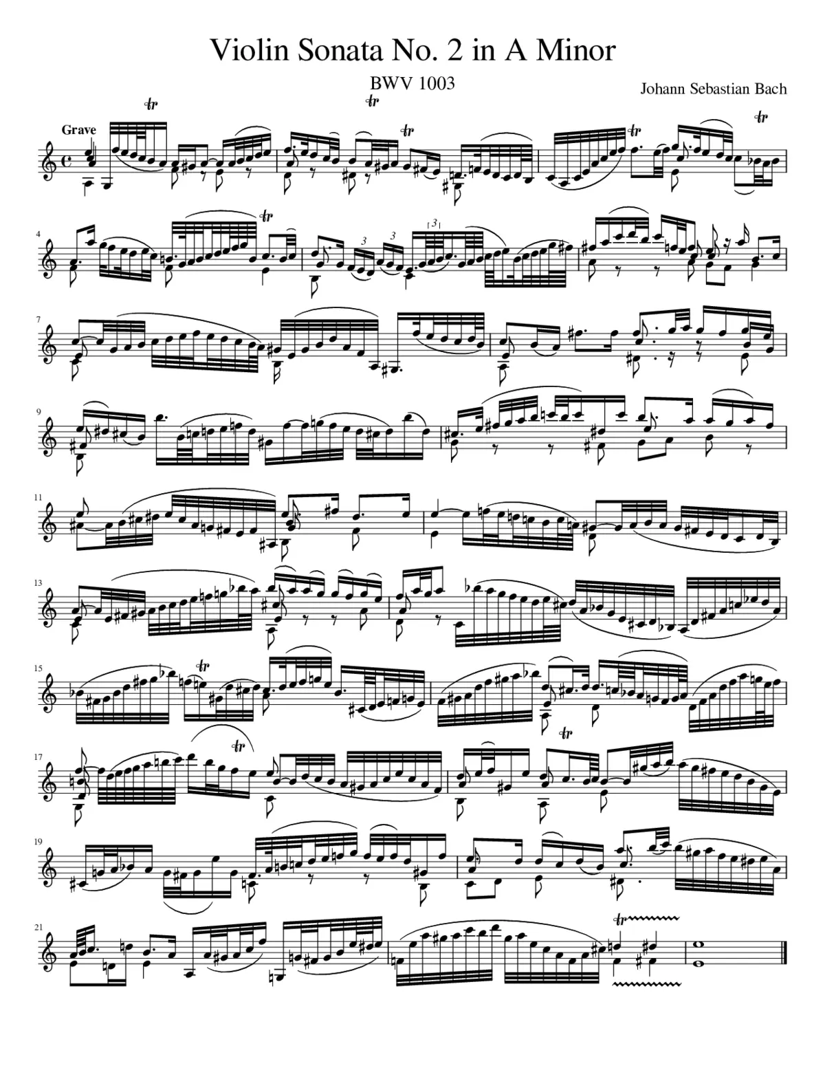 Violin Sonata No.2 in A minor BWV 1003 - Page 1