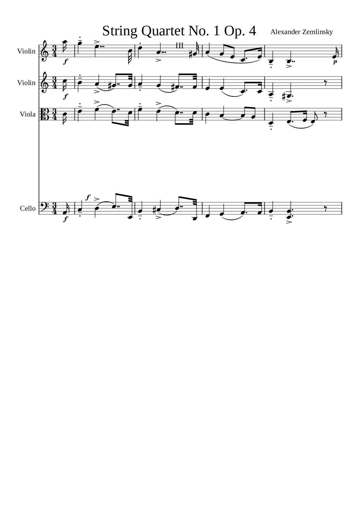 String Quartet No.1 Op.4 - Page 1