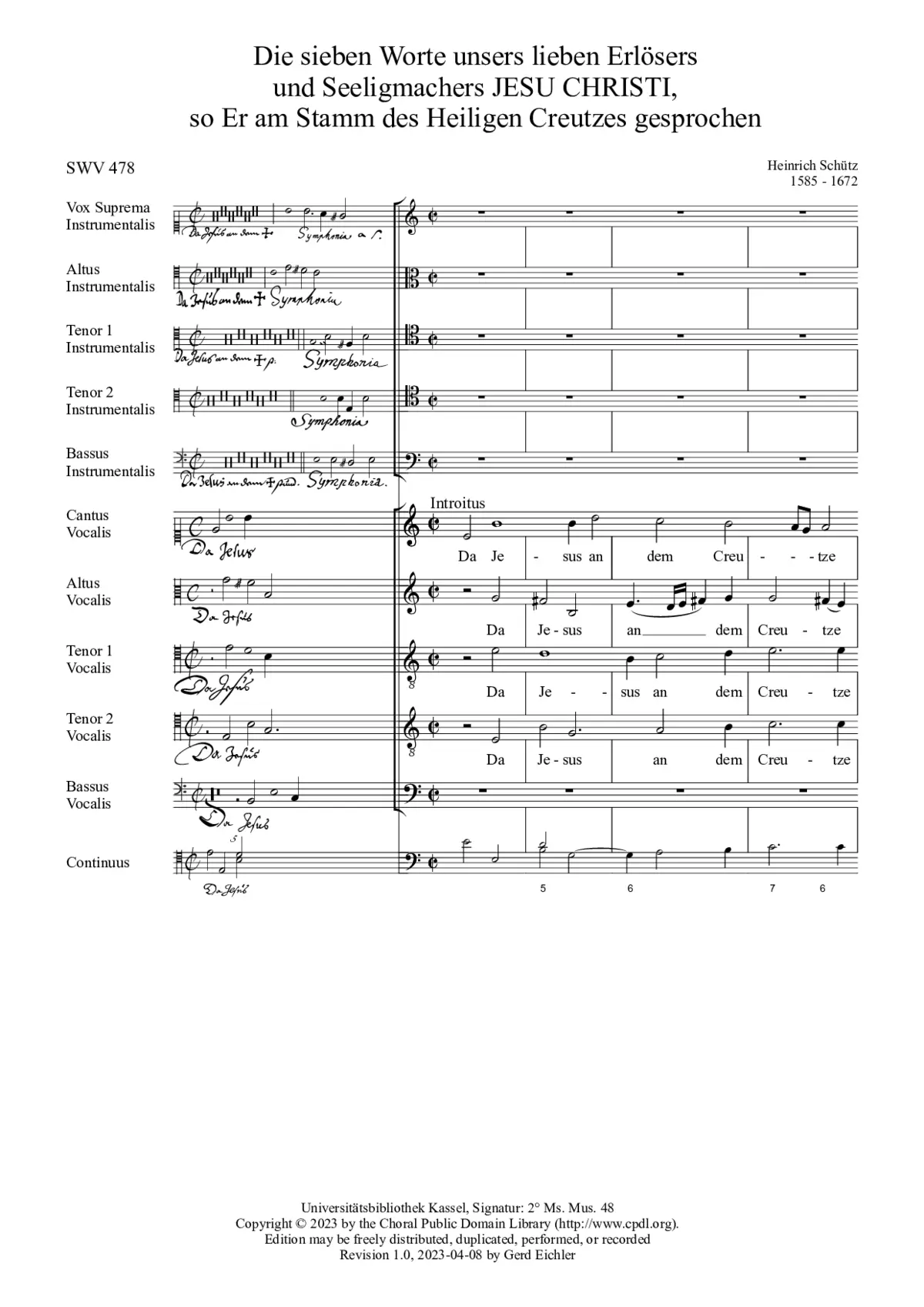 Die Sieben Worte Jesu Christi am Kreuz, SWV 478 - Page 1