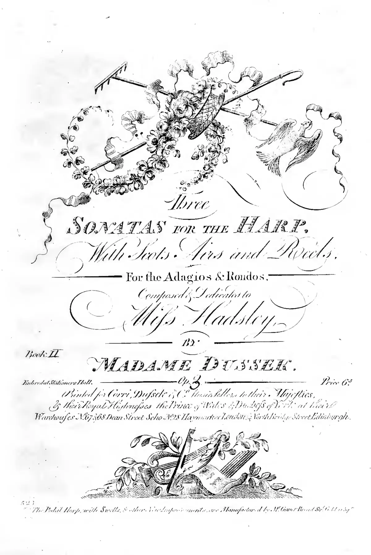 Three Sonatas for the Harp, with Scots Airs and Reels for the Adagios and Rondos - Page 1