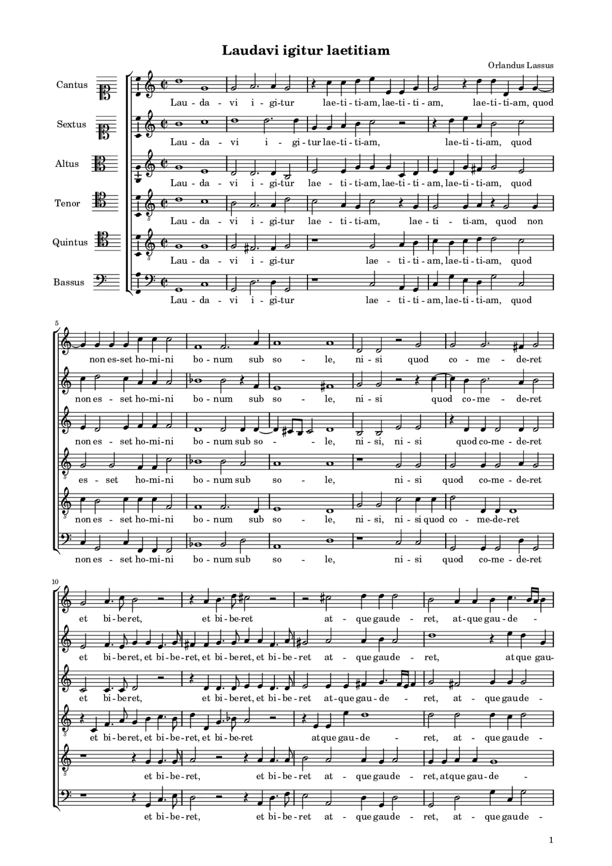 Laudavi igitur laetitiam - Page 1