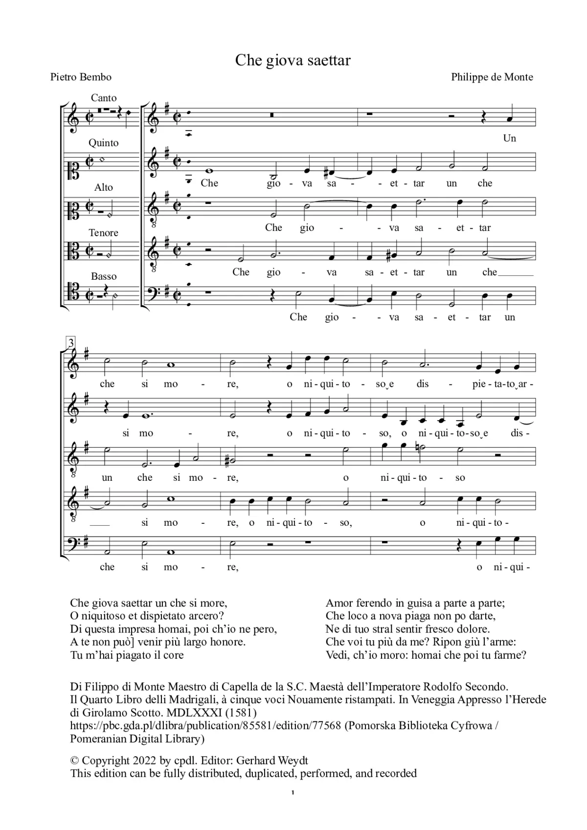 Che giova saettar - Page 1