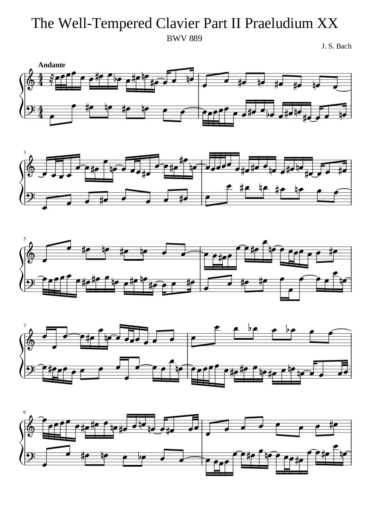 Prelude and Fugue in A minor BWV 889 - Page 1