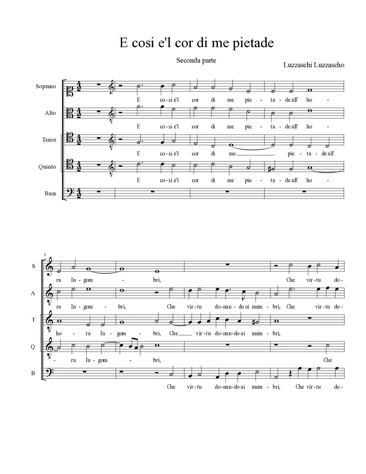E cosi e'l cor di me pietade - Page 1