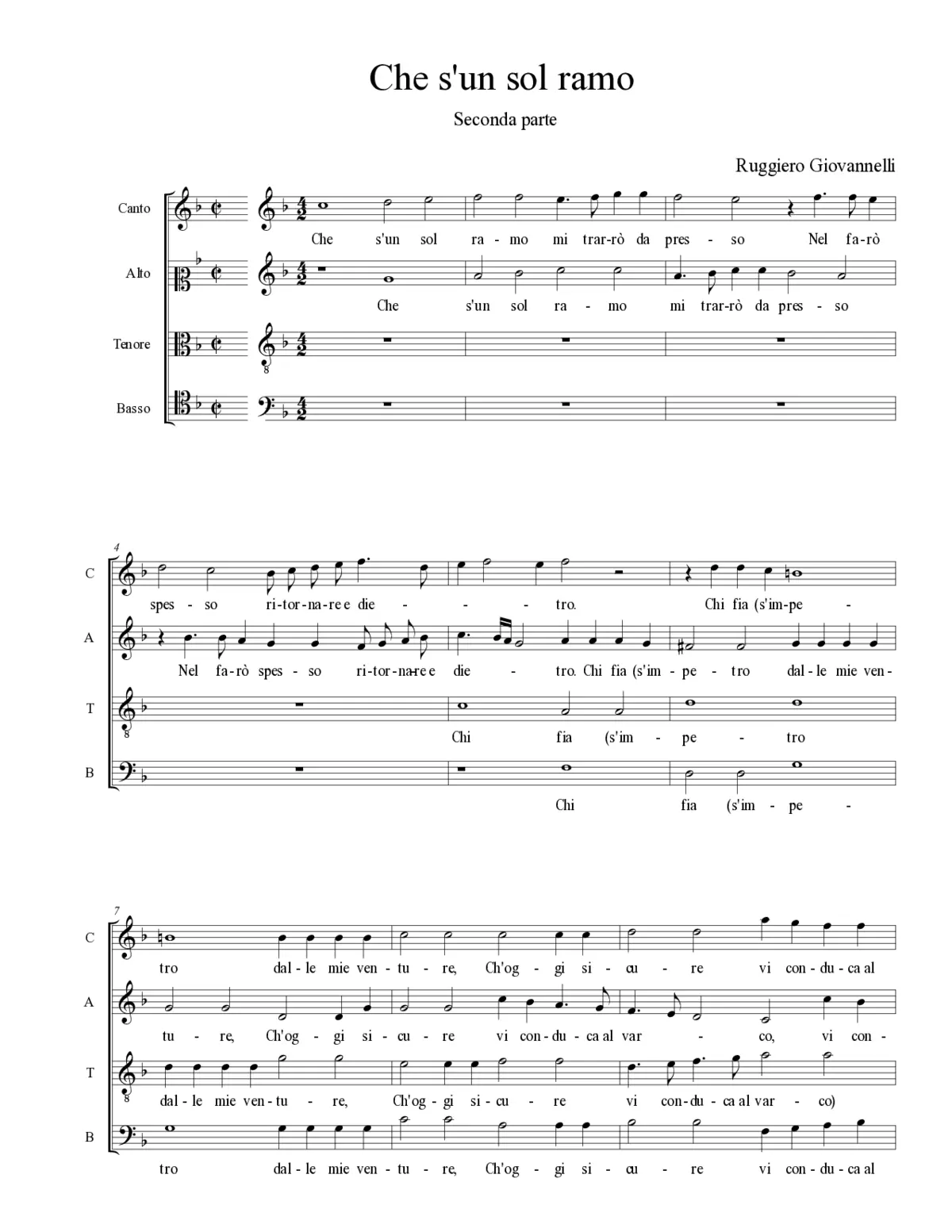 Che s'un sol ramo - Page 1