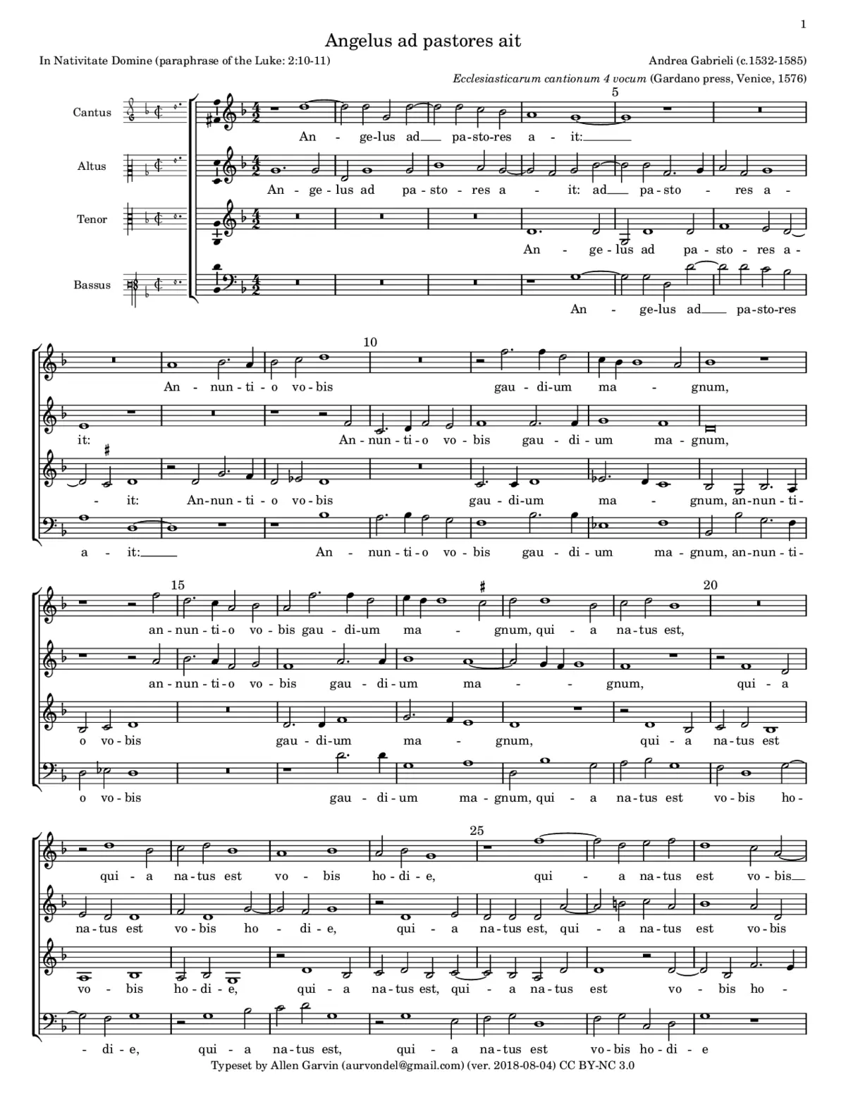Angelus ad pastores ait a 4 - Page 1