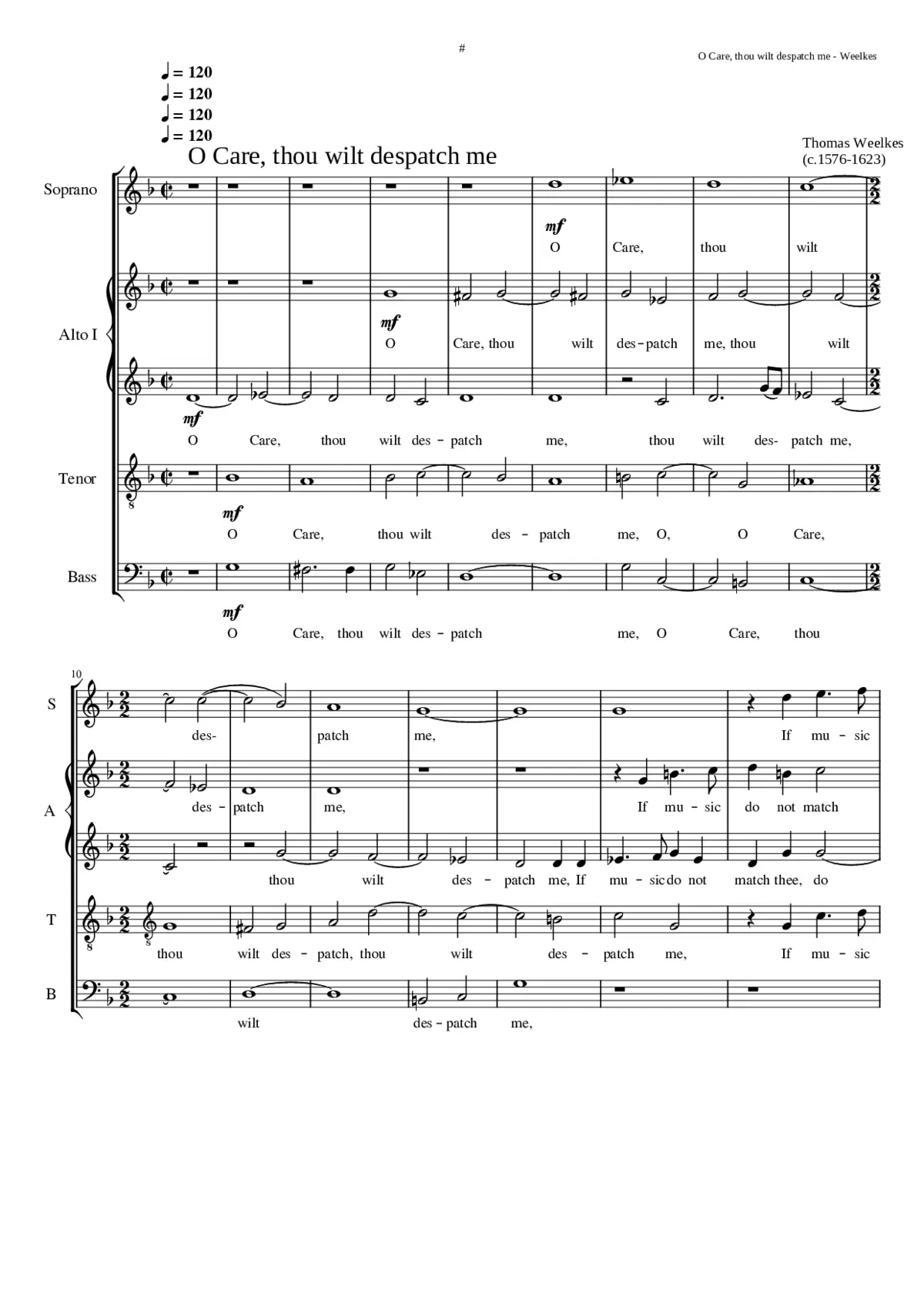O Care thou wilt despatch me - Page 1