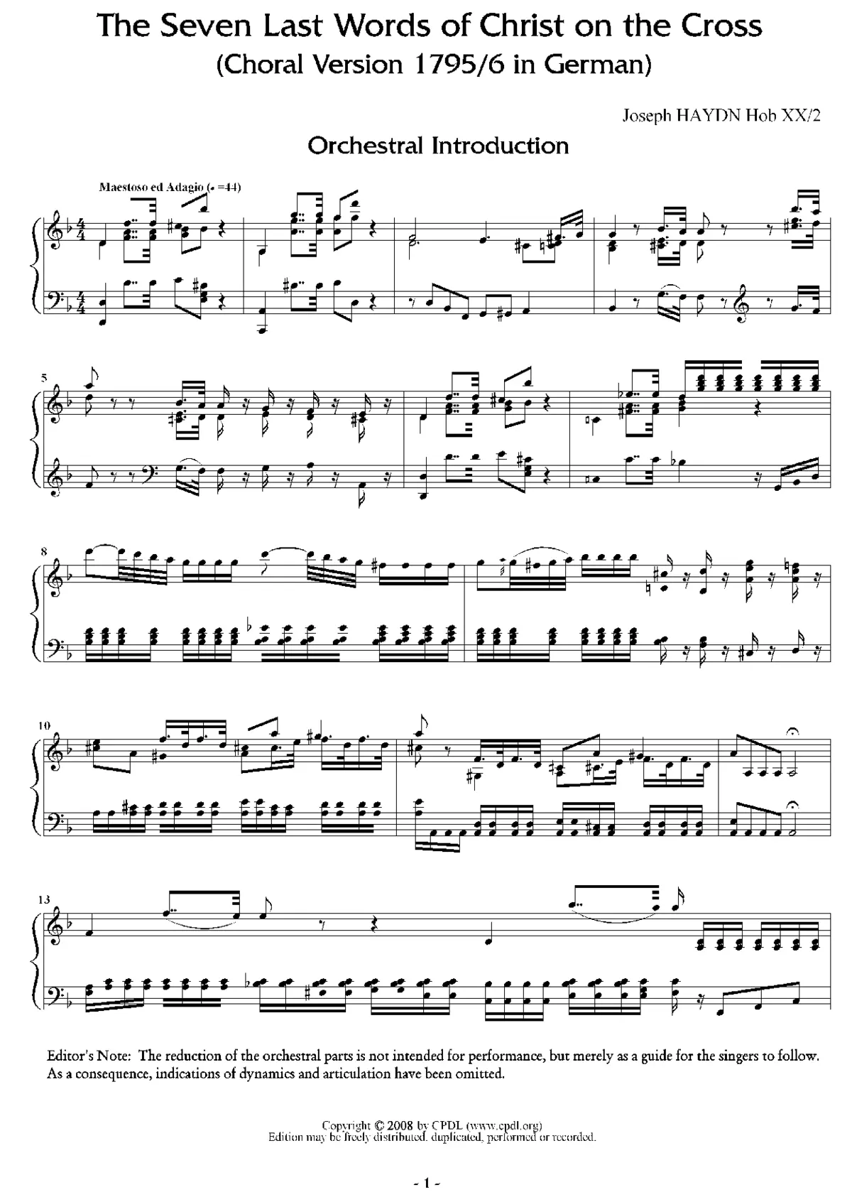 Die Worte des Erlösers am Kreuze, Hob. XX:2 - Page 1
