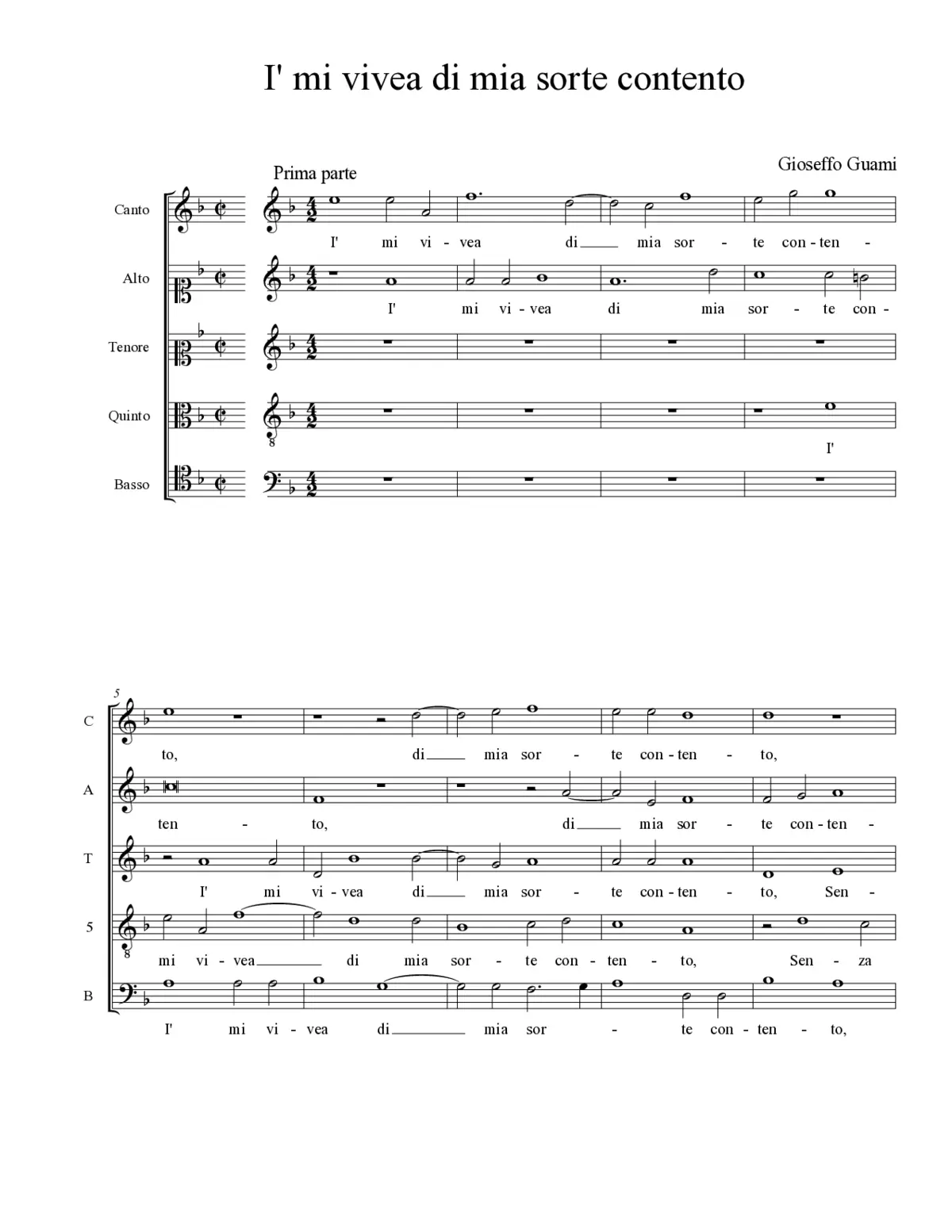 I' mi vivea di mia sorte contento - Page 1