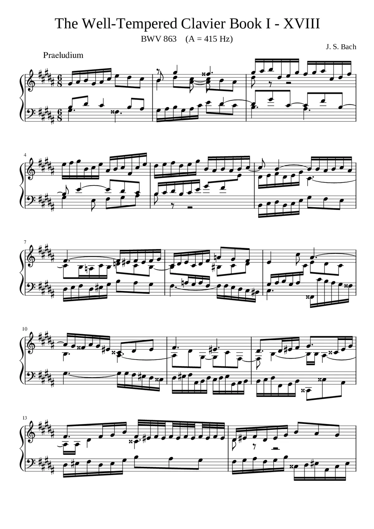 Prelude and Fugue in G-sharp minor BWV 863 - Page 1