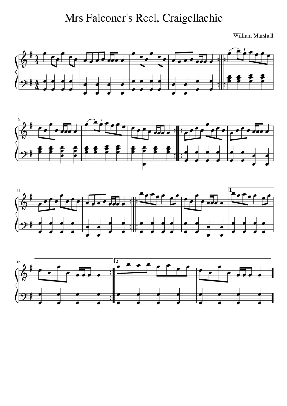 Mrs Falconer's Reel Craigellachie - Page 1