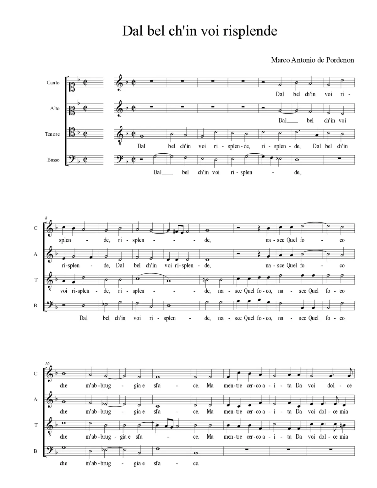 Dal bel ch'in voi risplende - Page 1