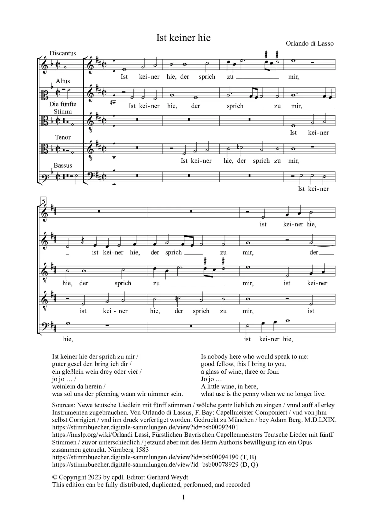 Ist keiner hie der sprich zu mir - Page 1