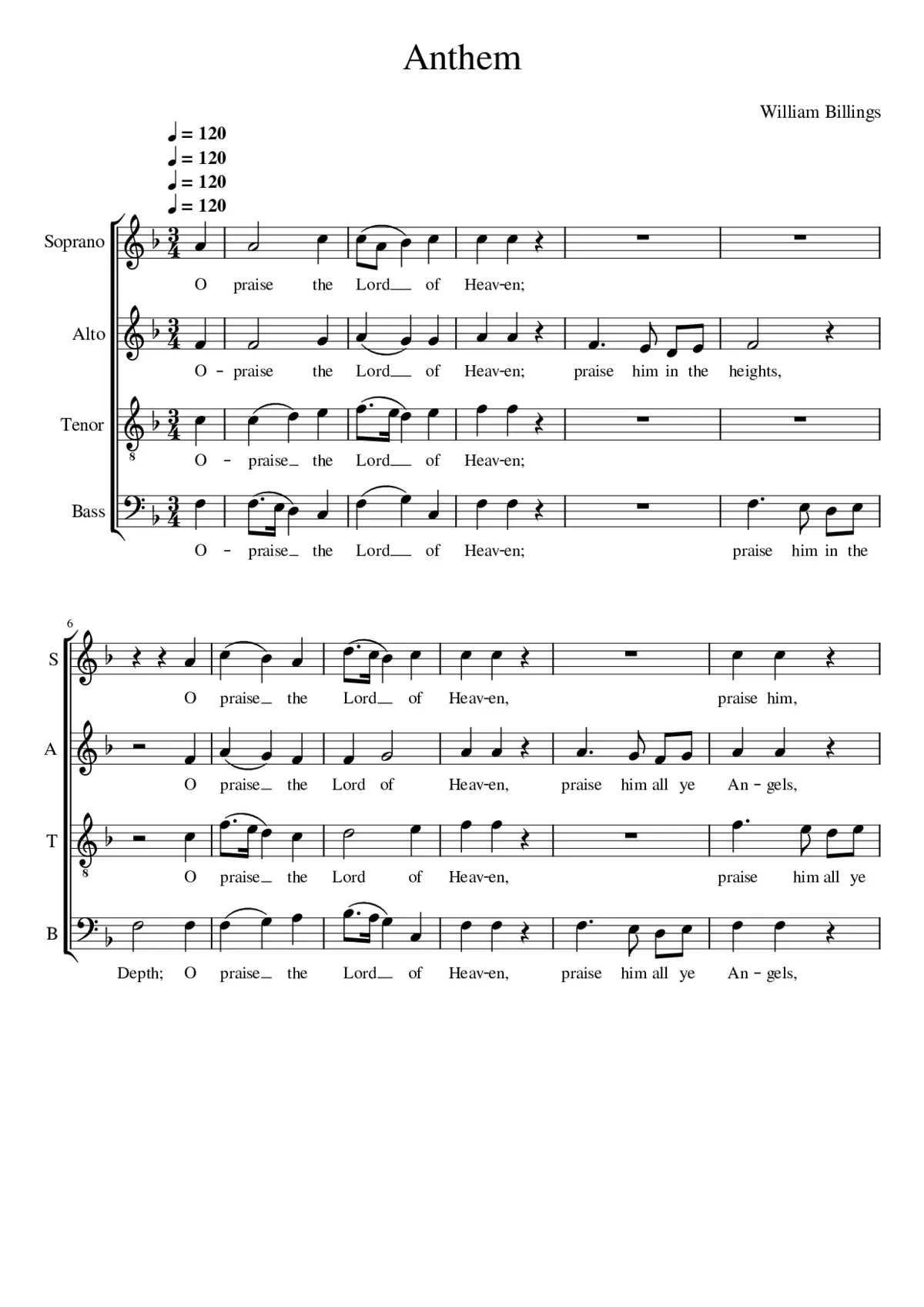 O praise the Lord of heaven - Page 1