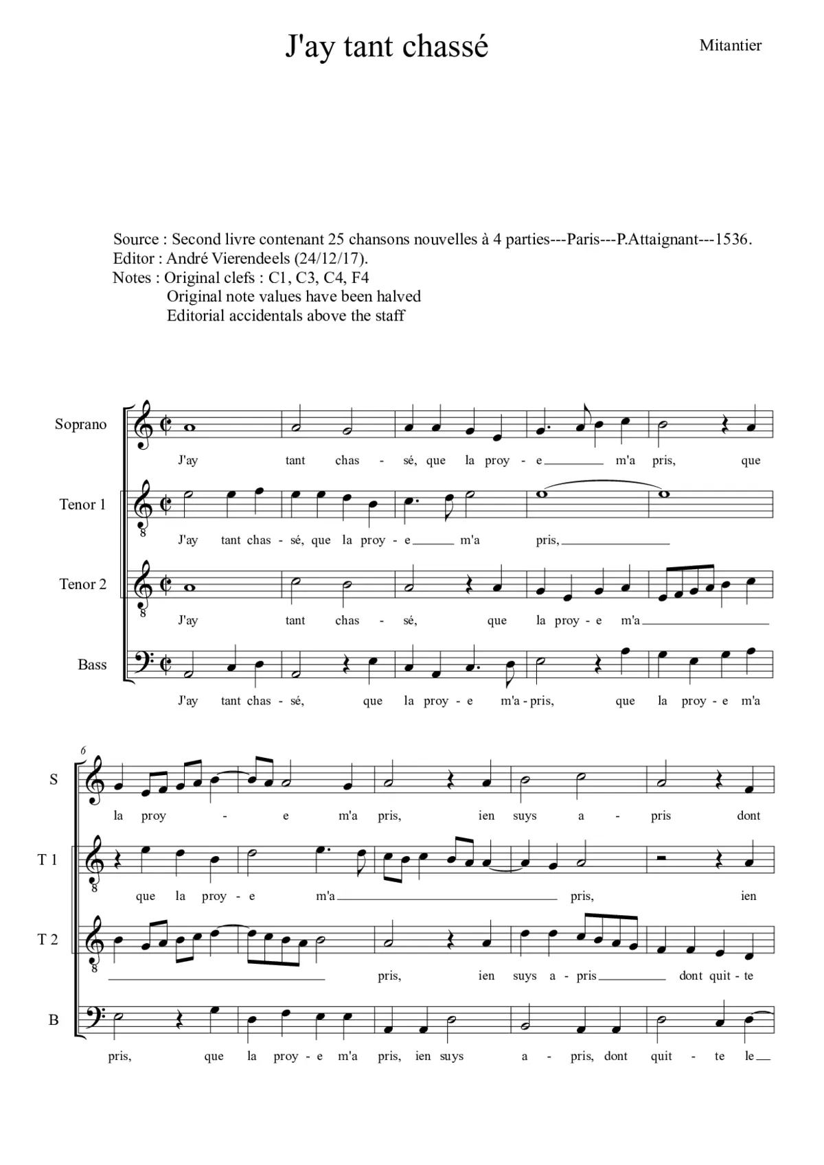 J'ay tant chassé - Page 1