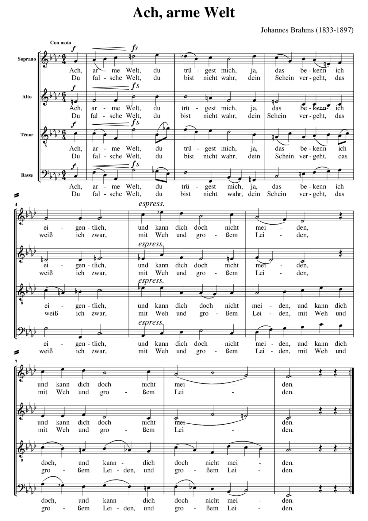 Ach, arme Welt, Op. 110, No. 2 - Page 1