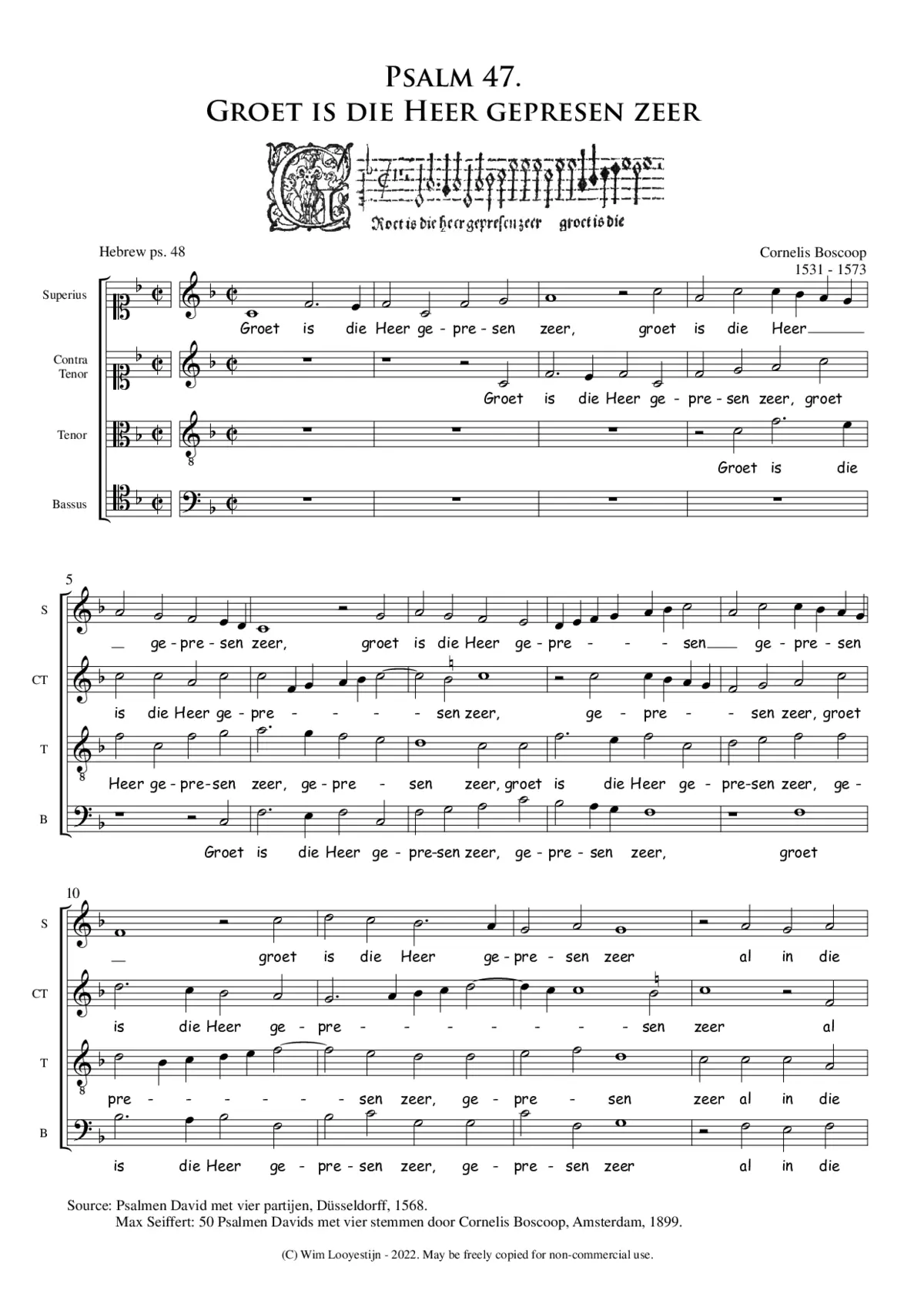 Groet is die Heer gepresen zeer - ps.47 - Page 1