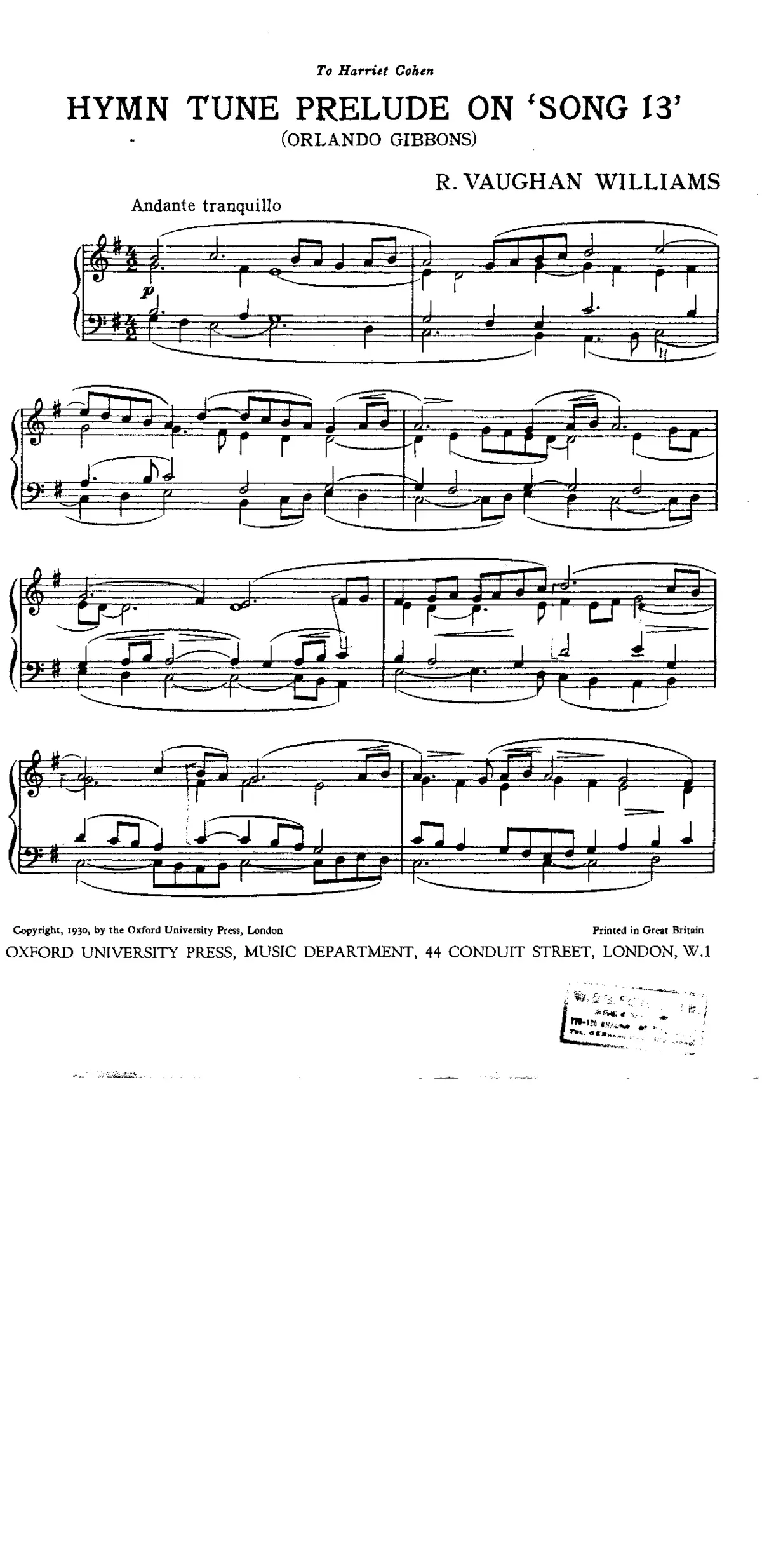 Hymn Tune Prelude on Song 13 by Orlando Gibbons - Page 1