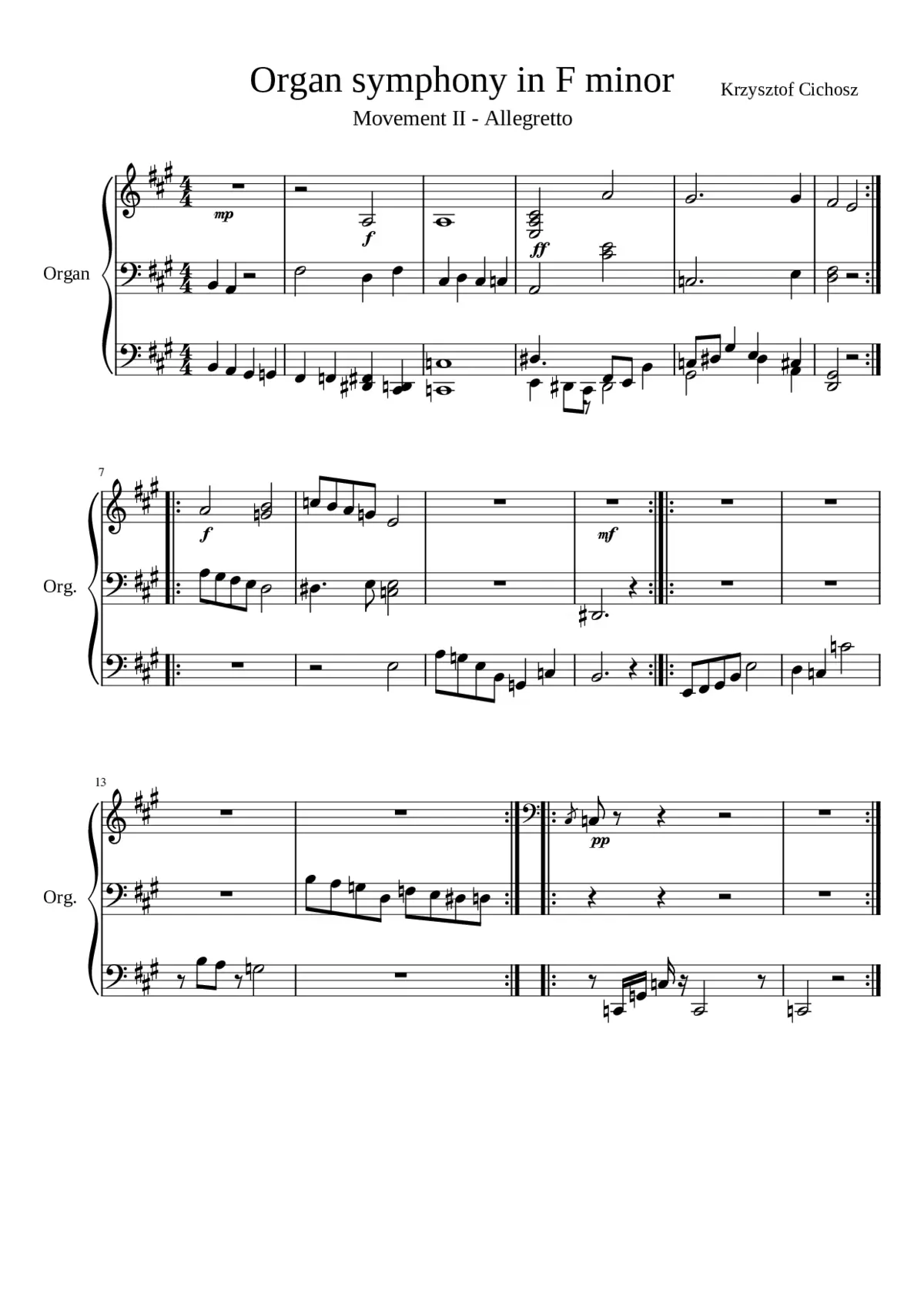 Organ symphony in F minor second movement - Page 1