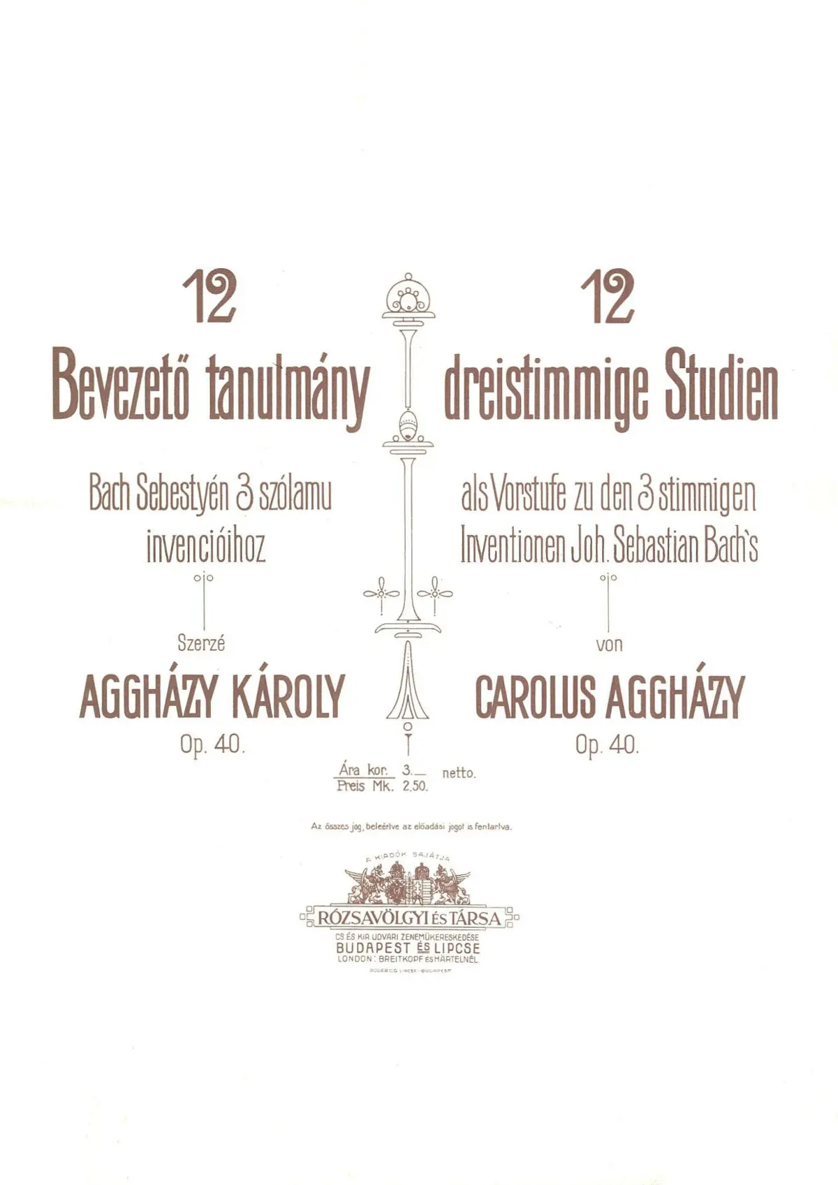 12 Dreistimmige Studien als Vorstufe zu den 3-stimmigen Inventionen J. S. Bach’s - Page 1