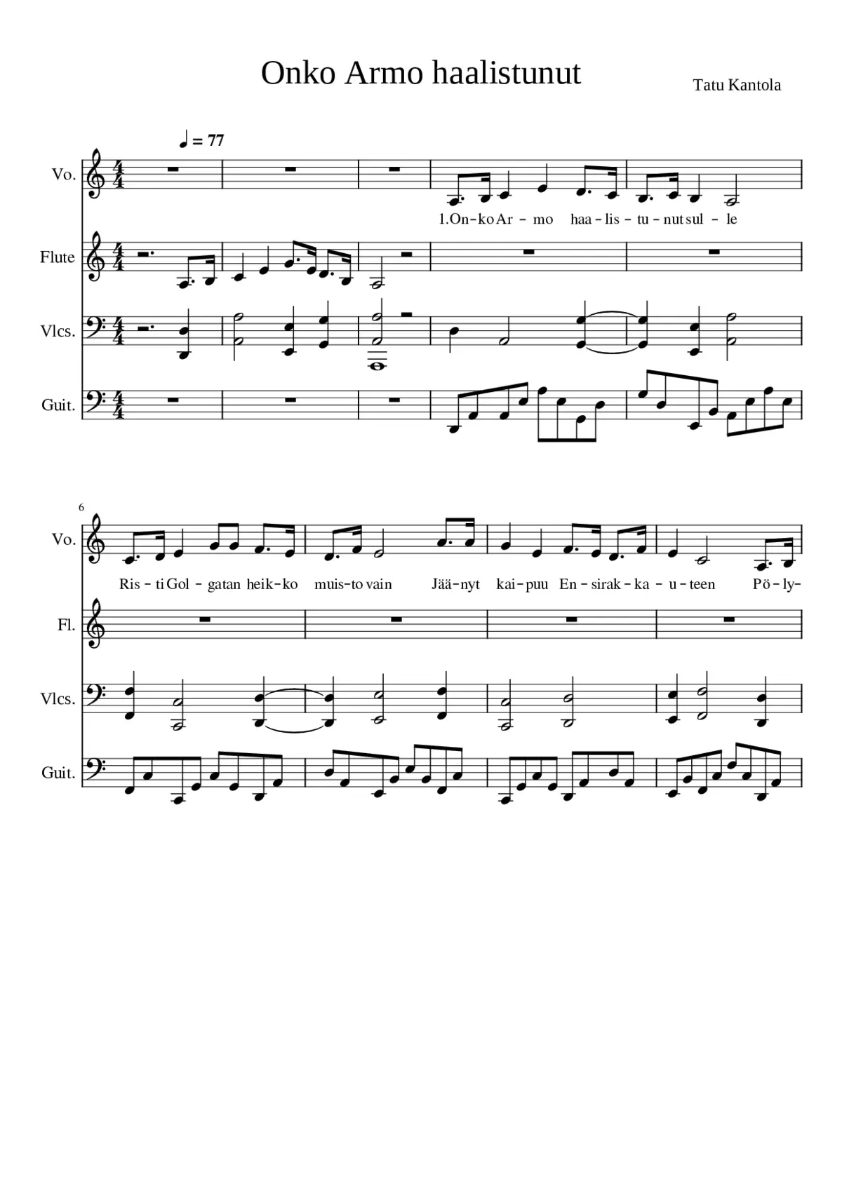 Onko Armo haalistunut - Tatu Kantola - Page 1