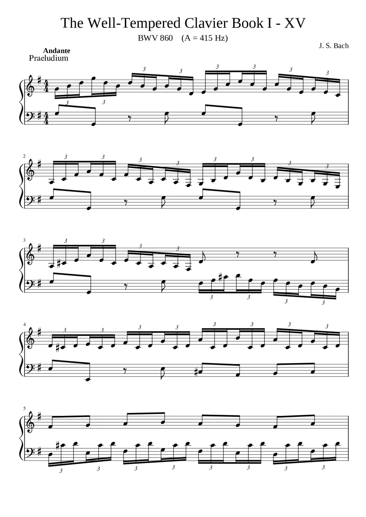 Prelude and Fugue in G major BWV 860 - Page 1
