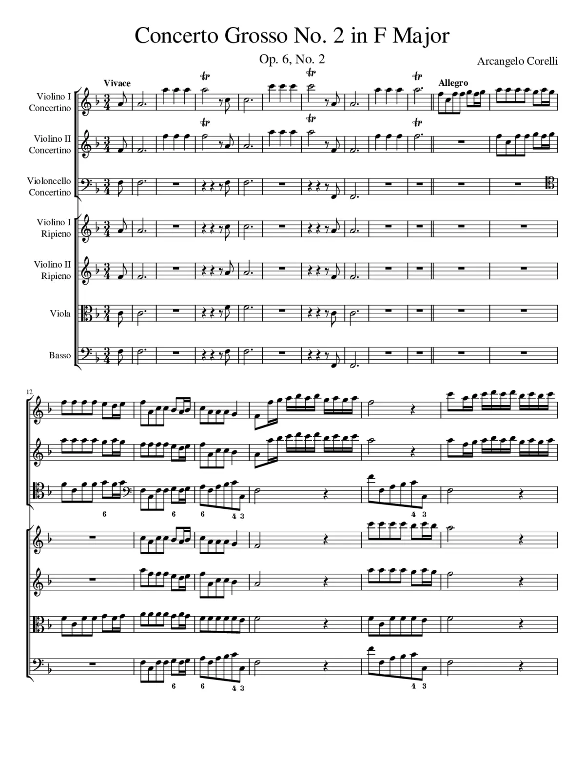 Concerto grosso in F major Op.6 No.2 - Page 1