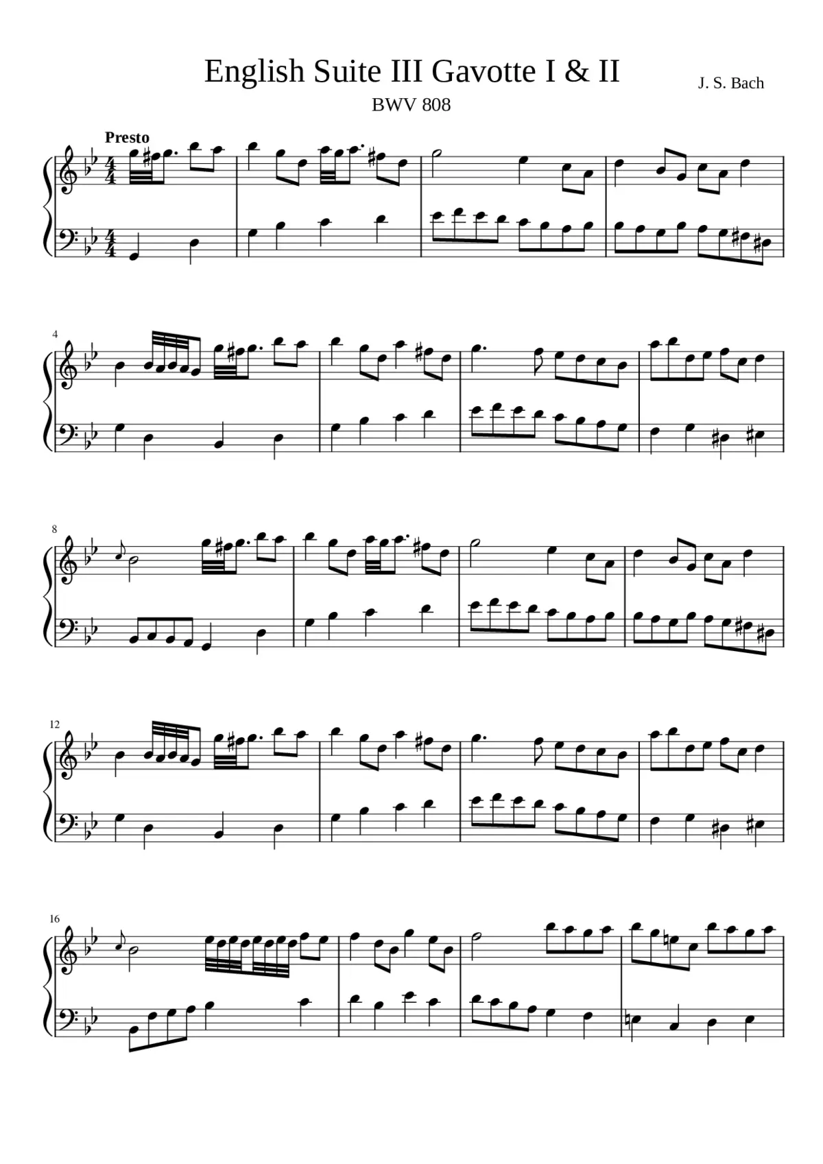 English Suite No.3 in G minor BWV 808 - Page 1
