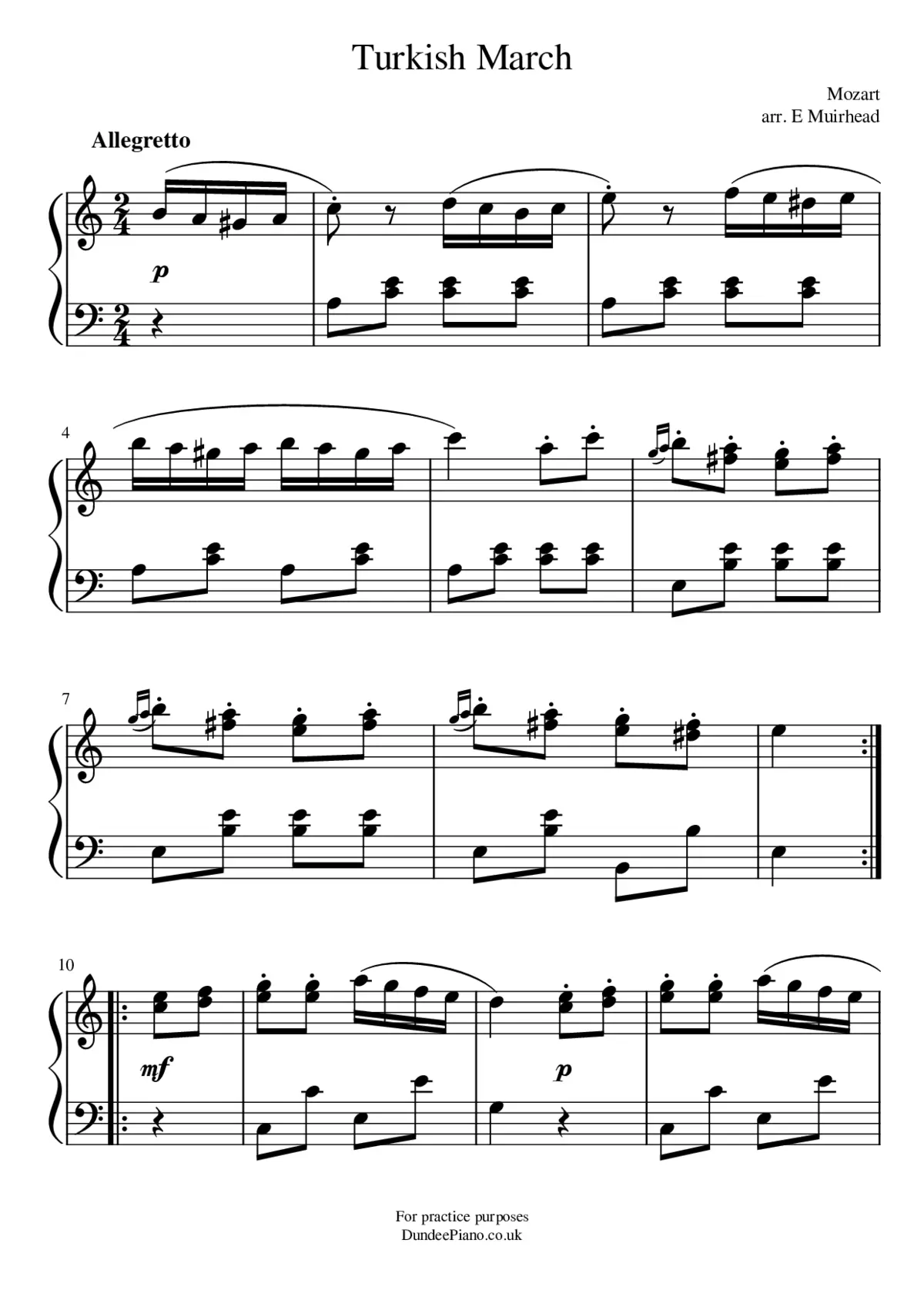 Piano Sonata No. 11 K. 331 (Turkish March) - Page 1