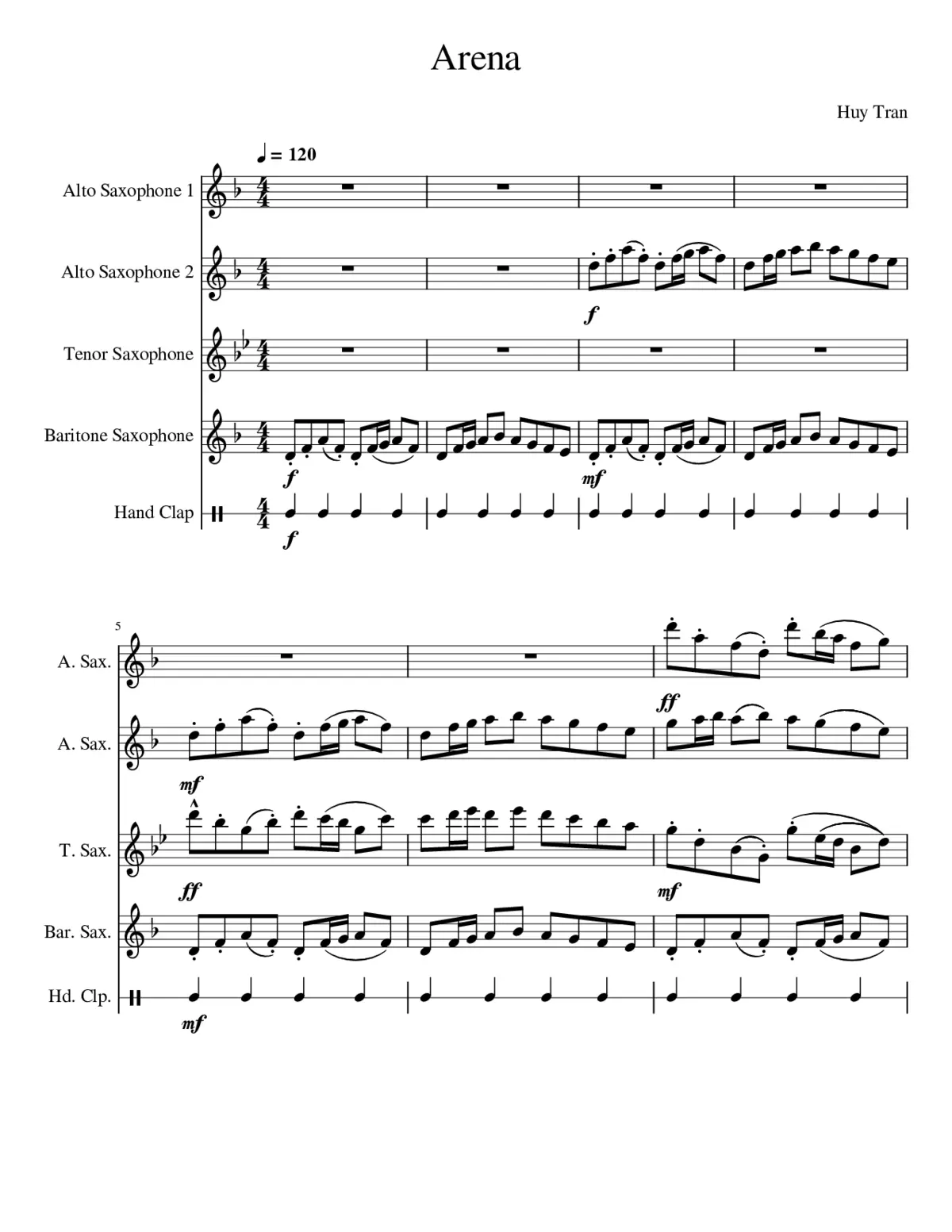 Arena (Sax Quartet - Written Solos) - Page 1