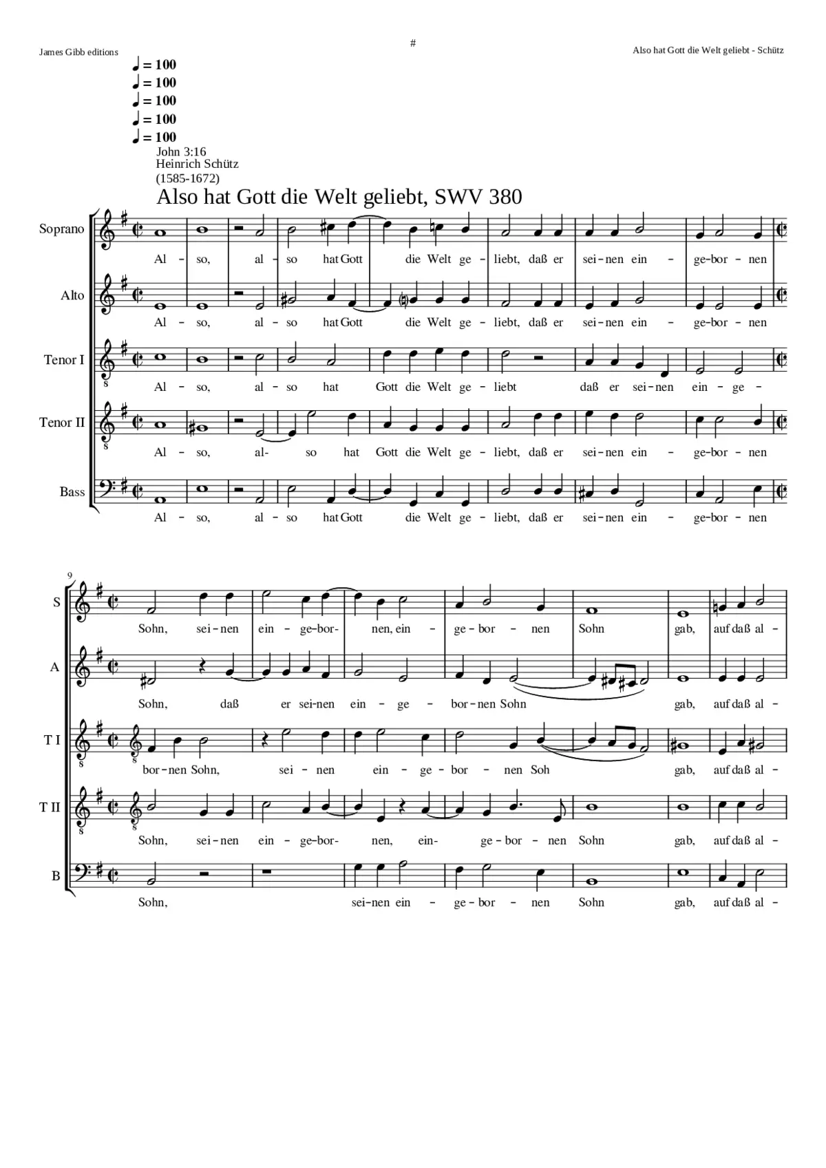 Also hat Gott die Welt geliebt SWV 380 - Page 1