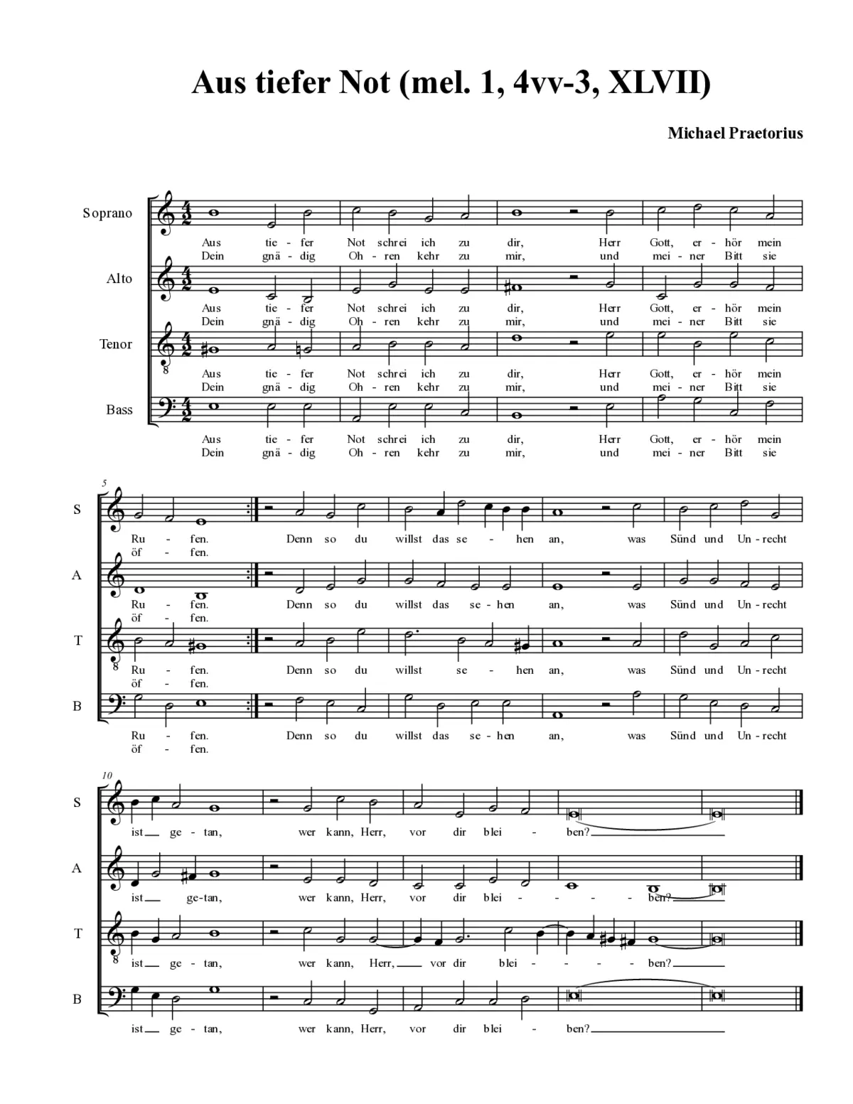 Aus tiefer Not schrei ich zu dir(1) 4vv-3 - Page 1